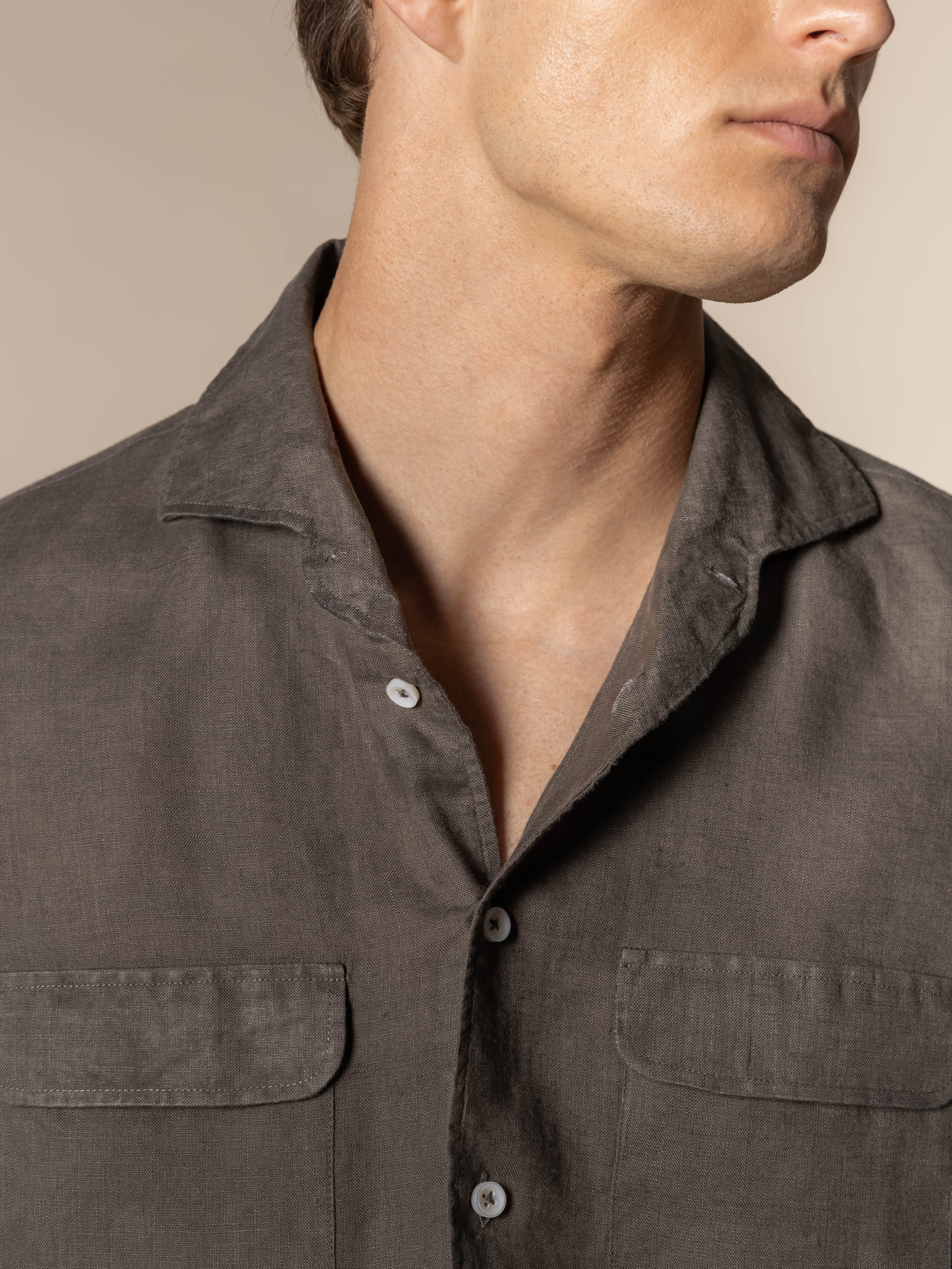 Ash Grey Linen Pocket Shirt - Image 4