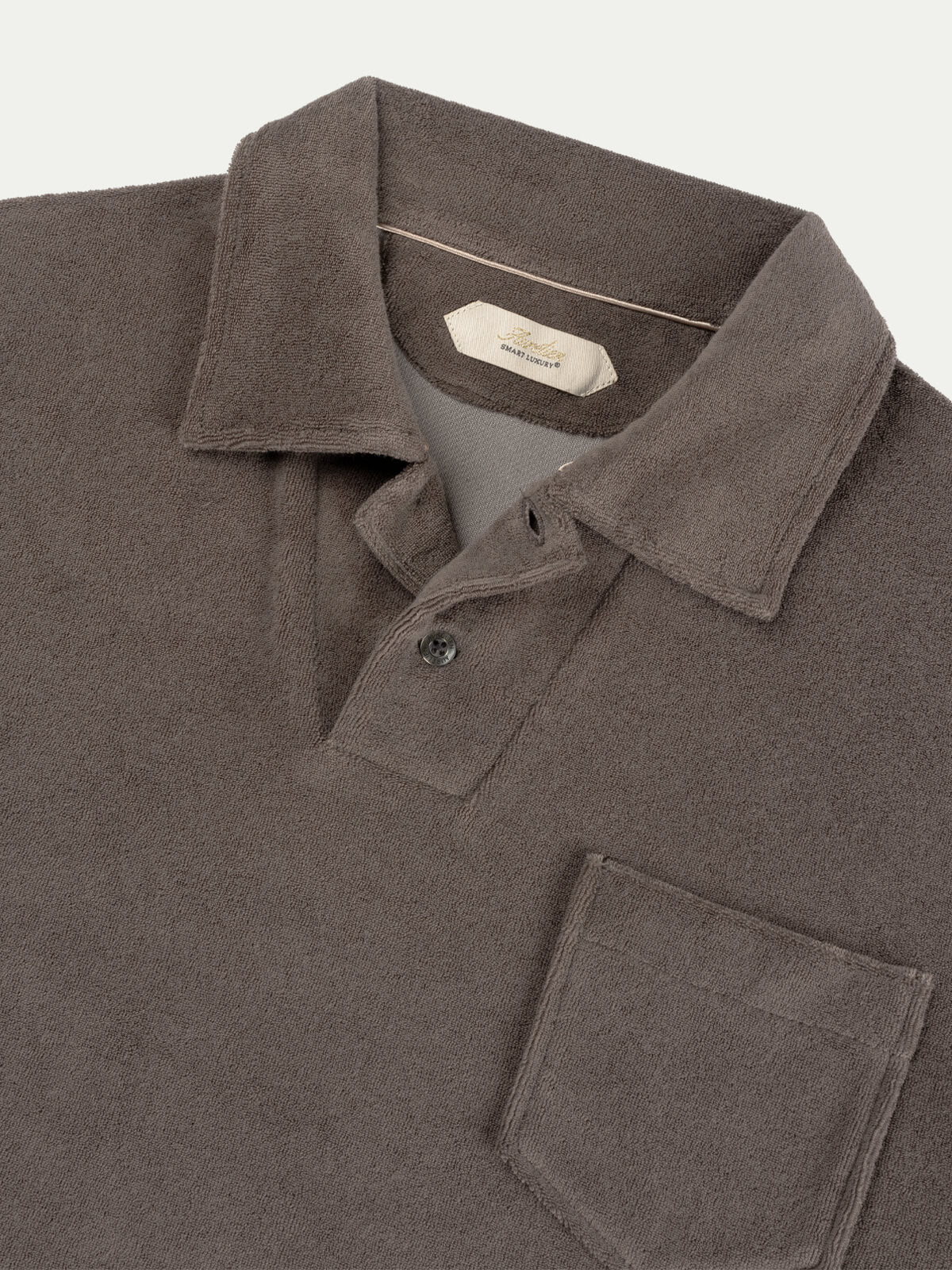 Ash Grey Terry Towelling Polo Shirt - Image 2