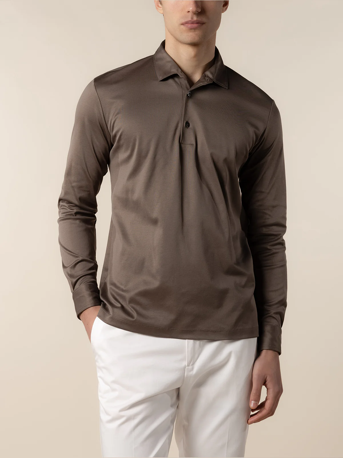AUR1 Longsleeve Polo Ash Grey - Image 2