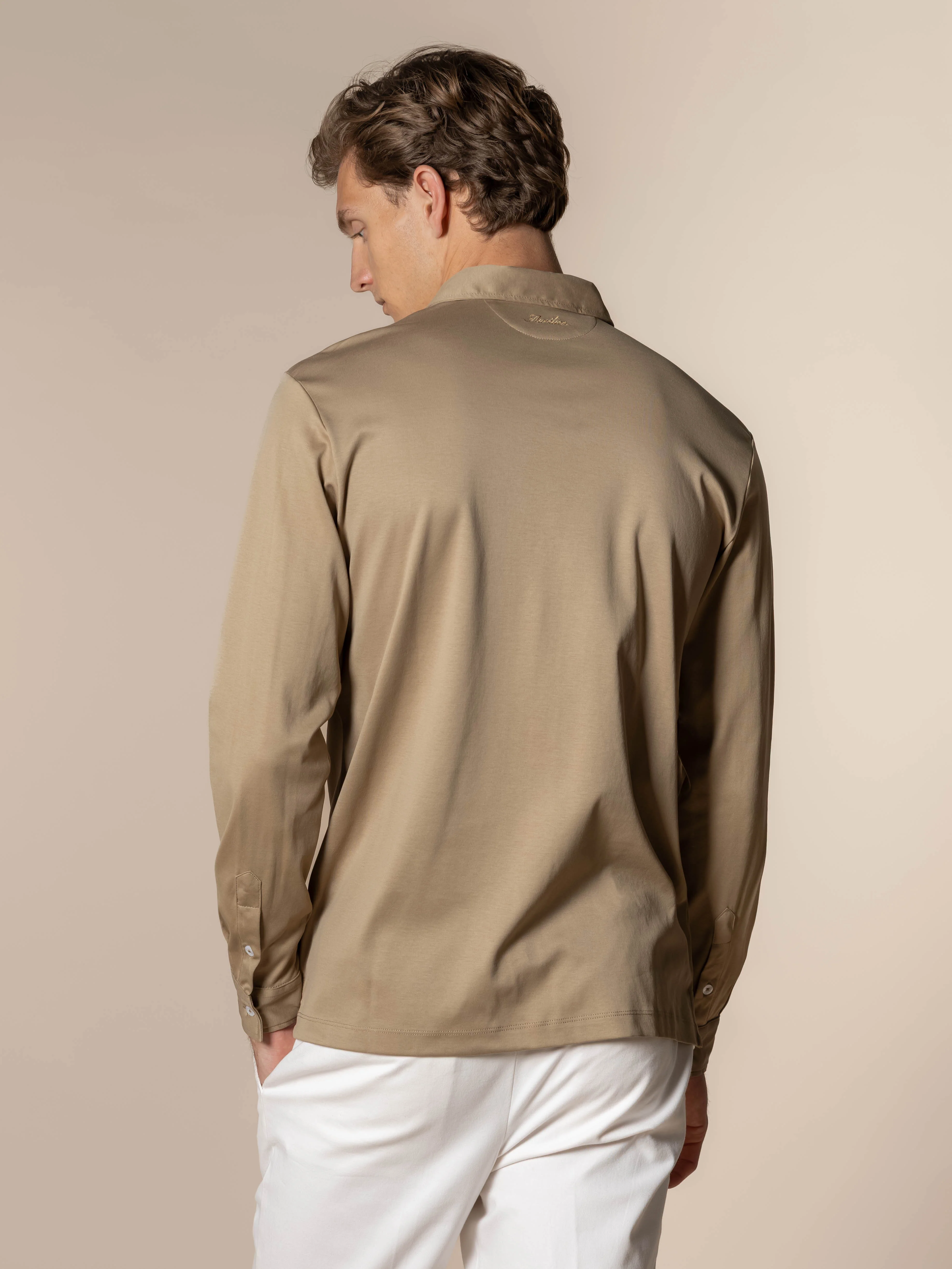 AUR1 Longsleeve Polo Dark Taupe - Image 5