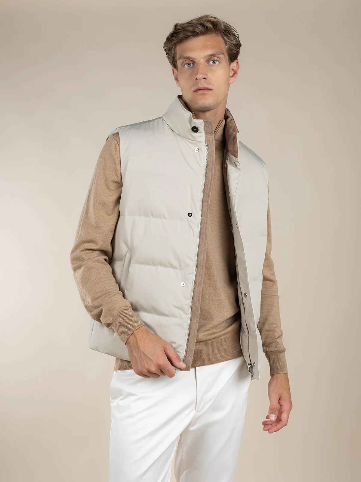 Beige AUR1 Body Warmer - Image 4