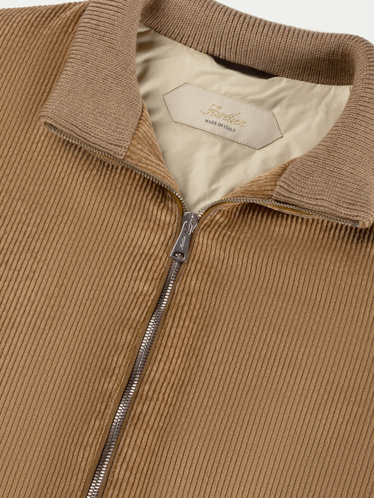 Beige Corduroy Bomber Jacket - Image 3