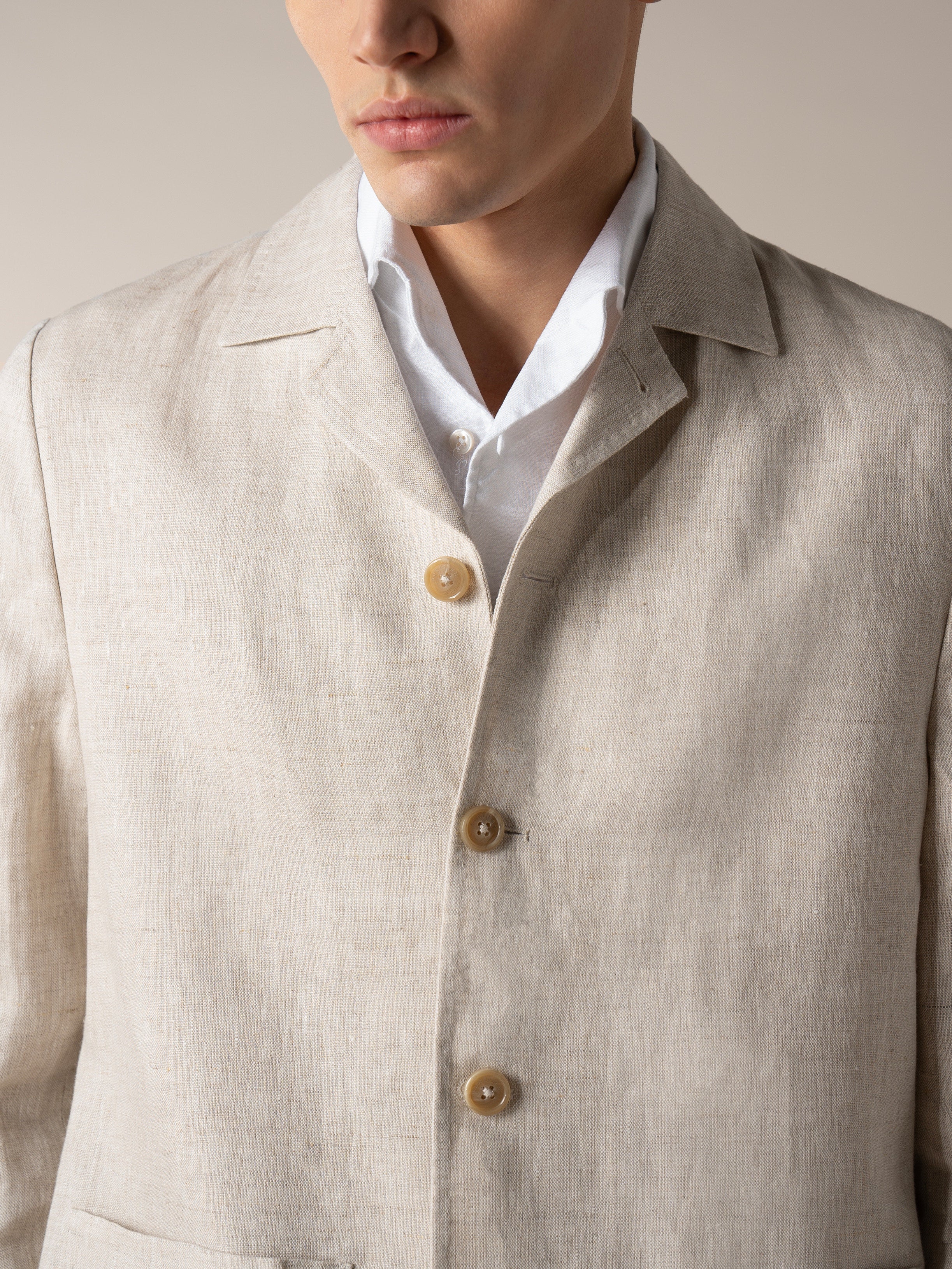 Beige Linen Leisure Blazer - Image 2