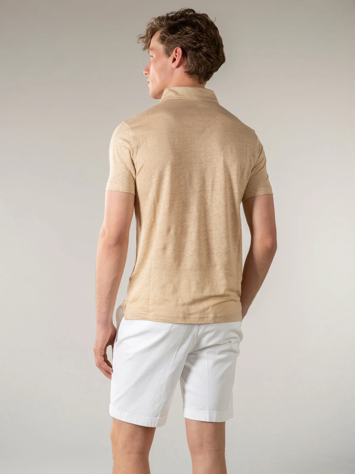 Beige Linen Polo Shirt - Image 4