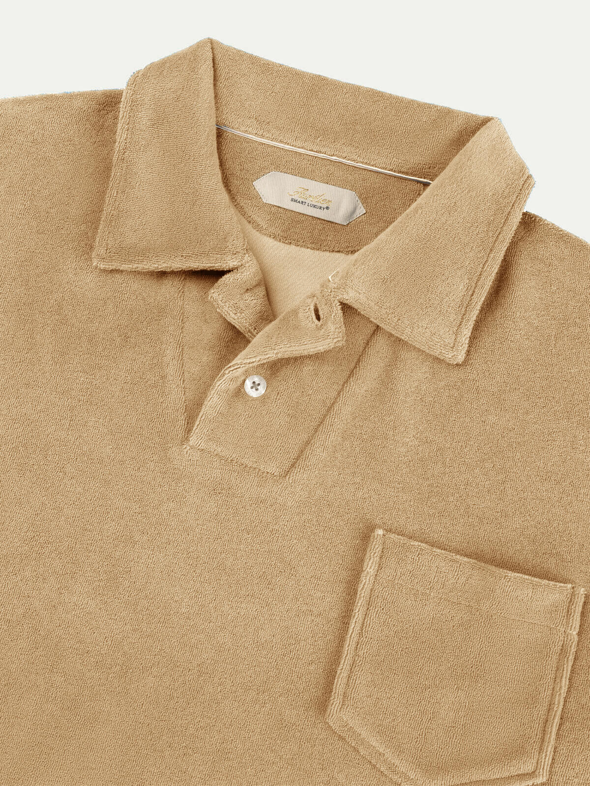 Beige Terry Towelling Polo Shirt - Image 2