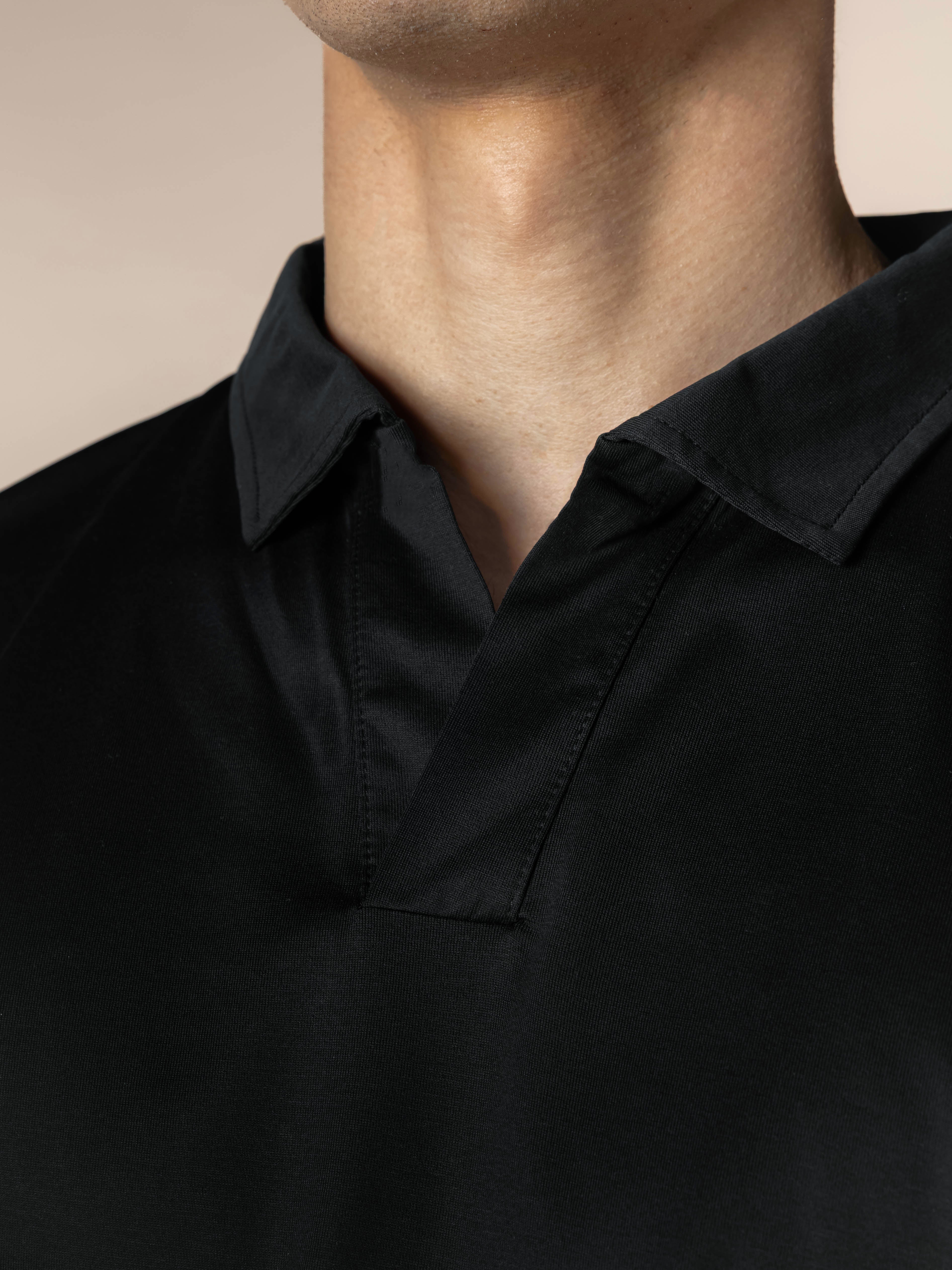 Black Buttonless Polo Shirt - Image 4