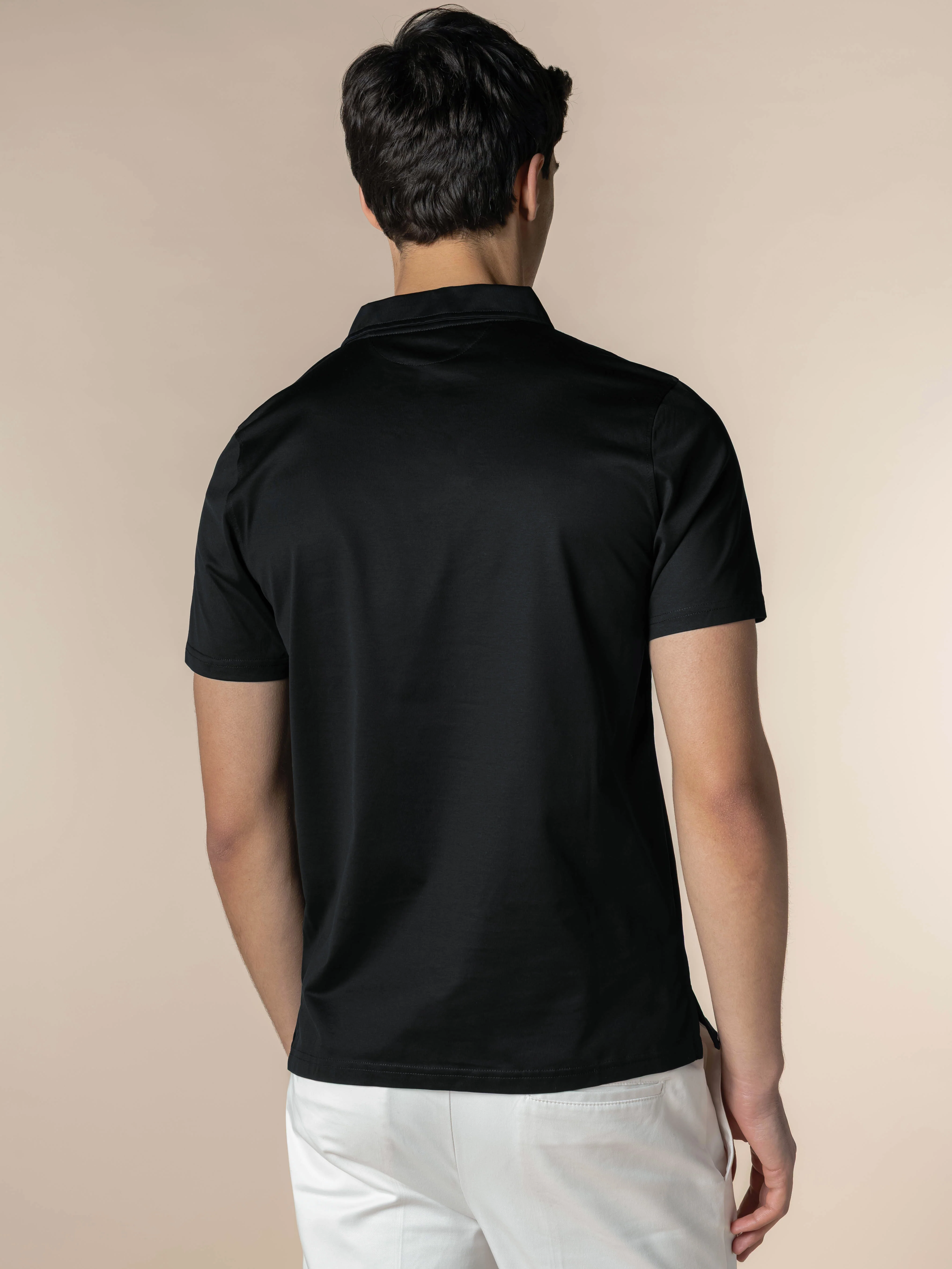Black Buttonless Polo Shirt - Image 5
