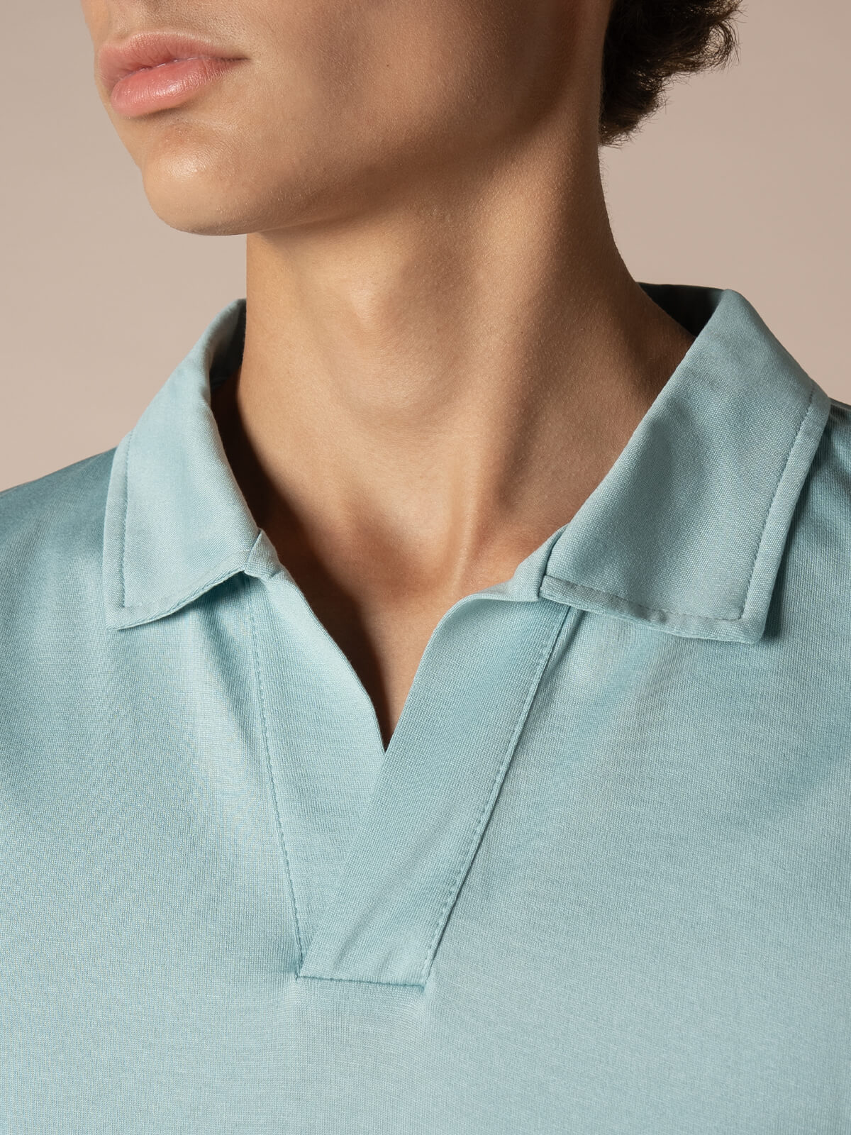 Blue Green Buttonless Polo Shirt - Image 4