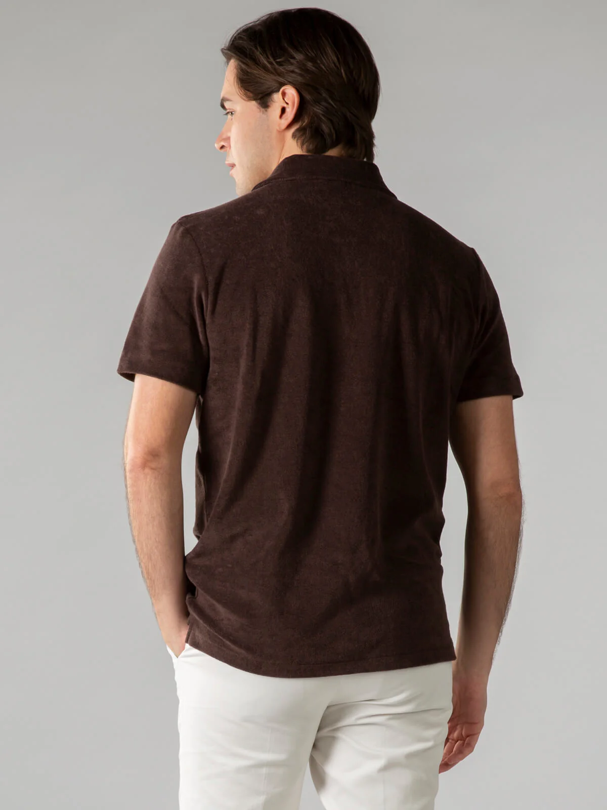 Brown Terry Towelling Polo Shirt - Image 4