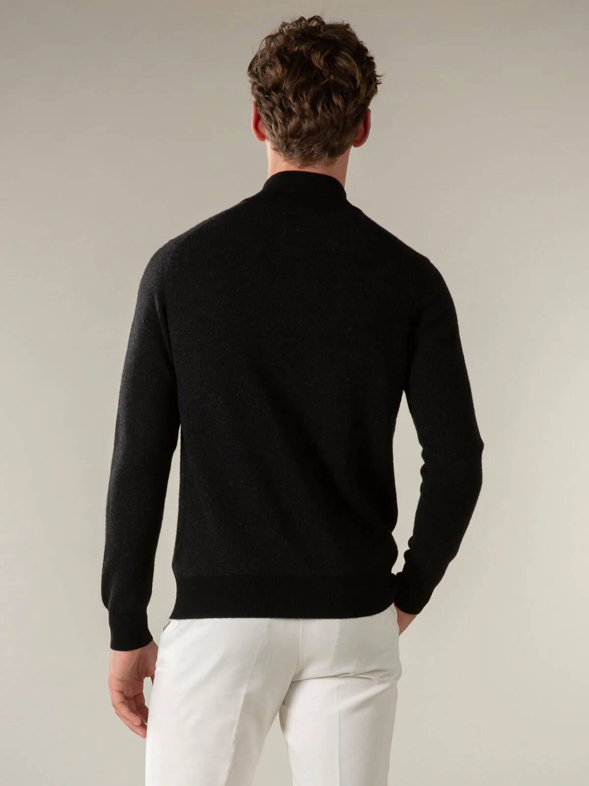 Black Jaquard Zipper Sweater - Image 5