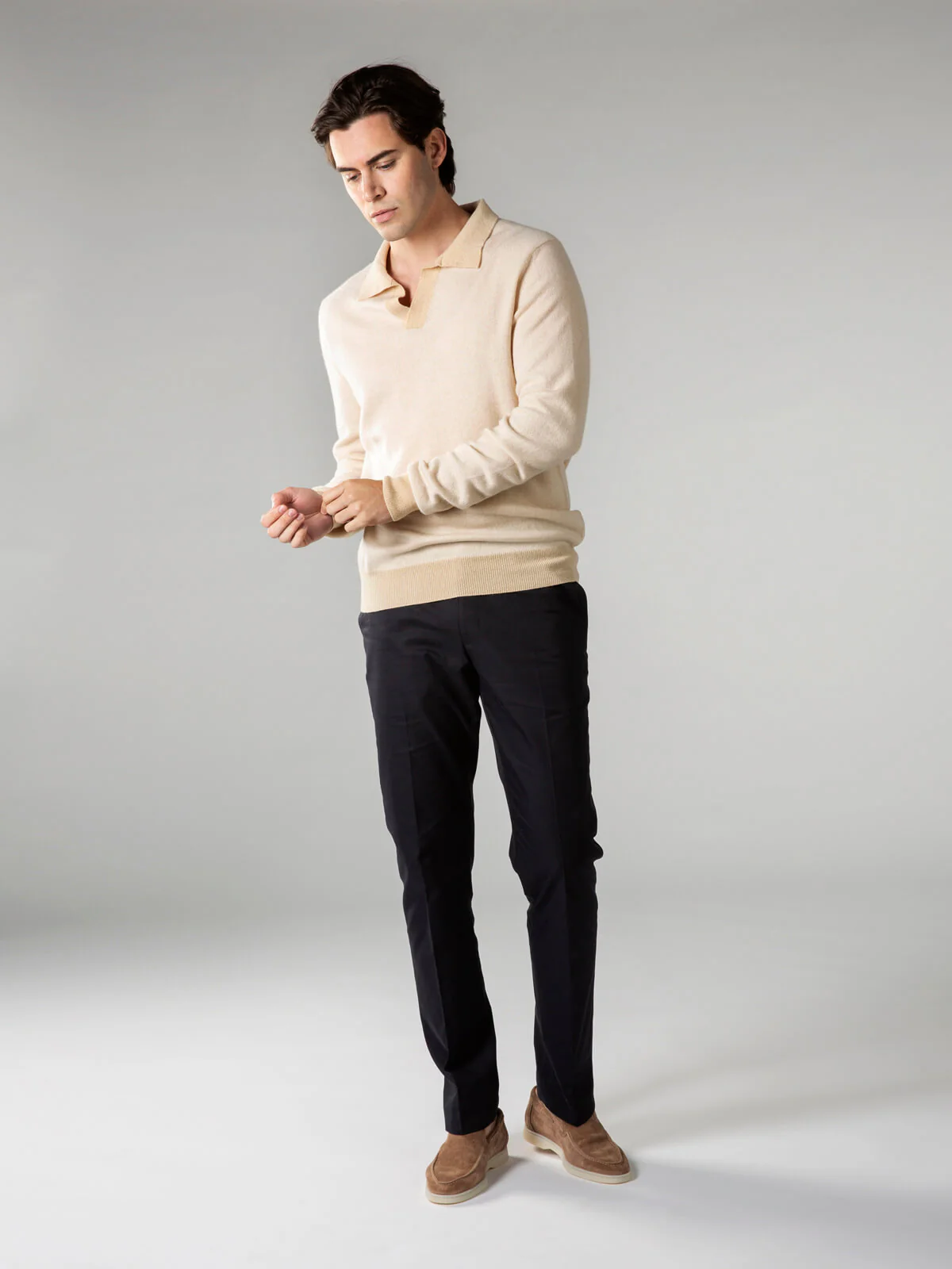 Light Beige Jaquard Polo - Image 6