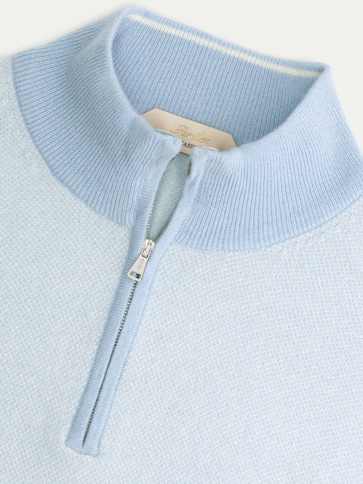 Light Blue Jaquard Zipper Sweater - Image 4