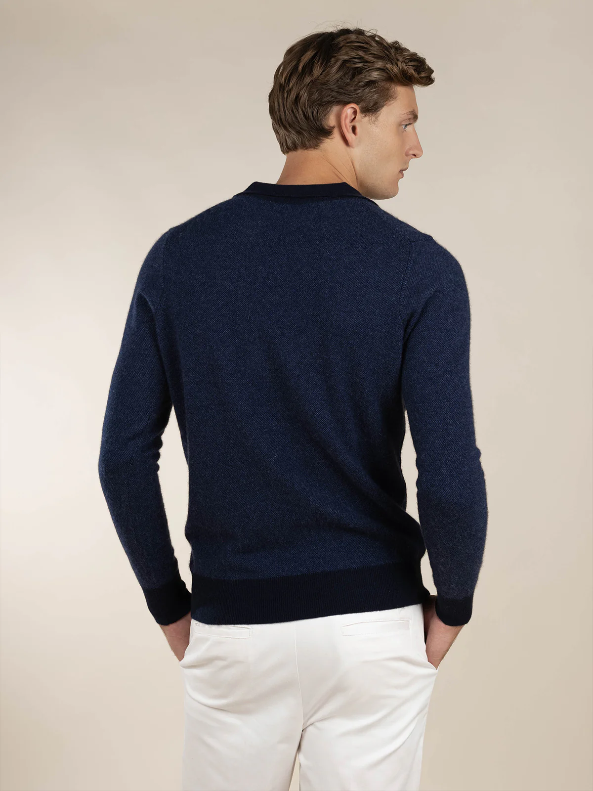 Navy Jaquard Polo - Image 5