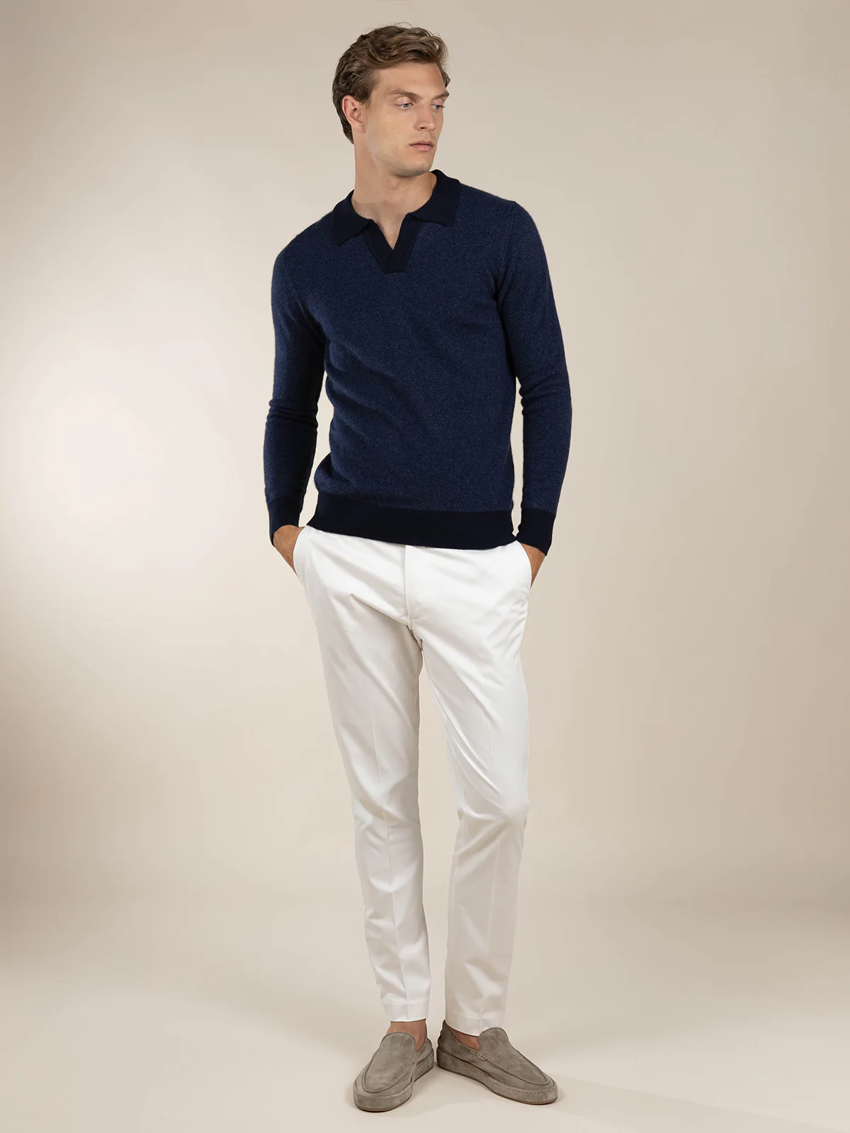 Navy Jaquard Polo - Image 7