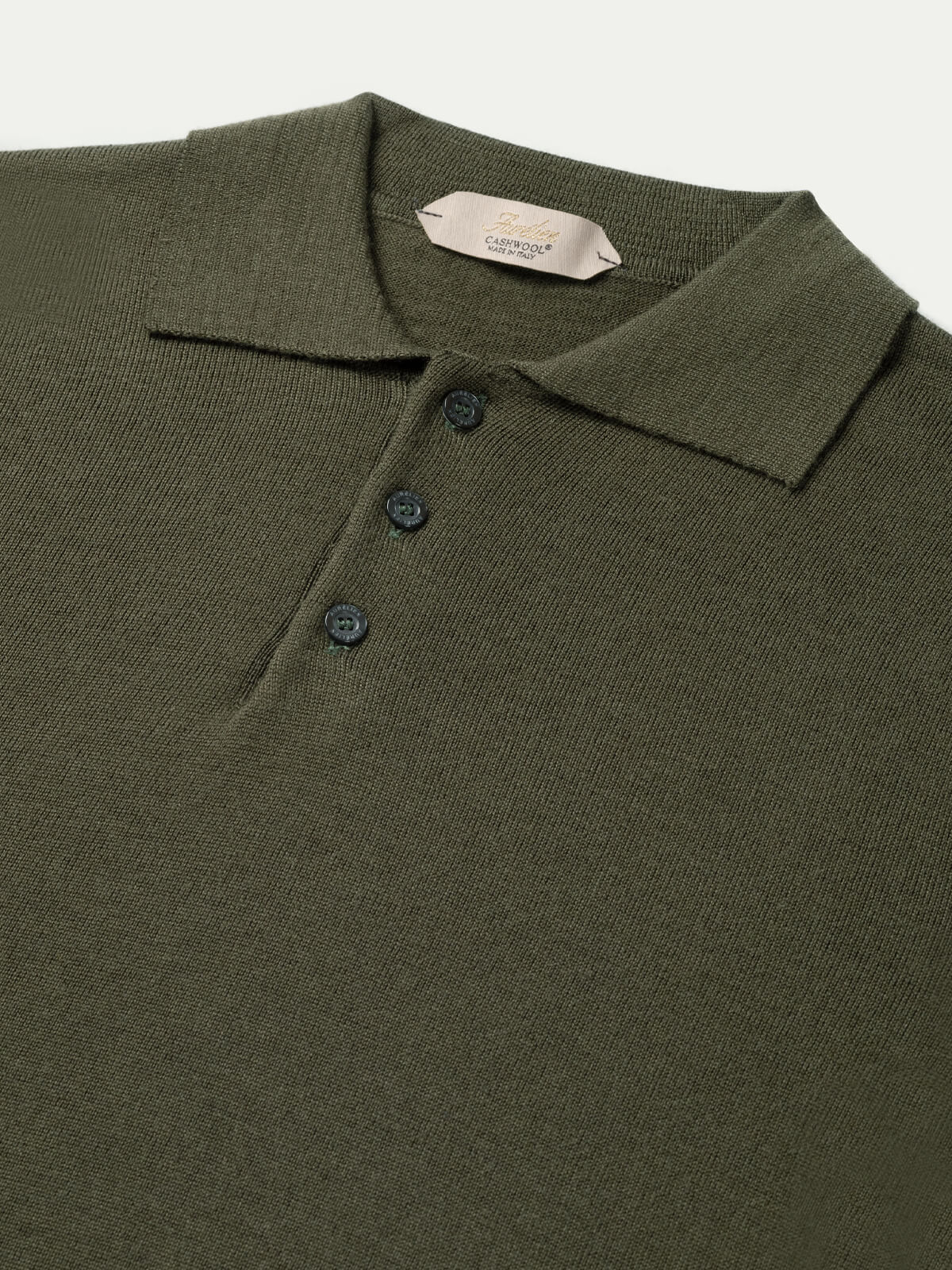 Extrafine Merino Polo Olive - Image 3