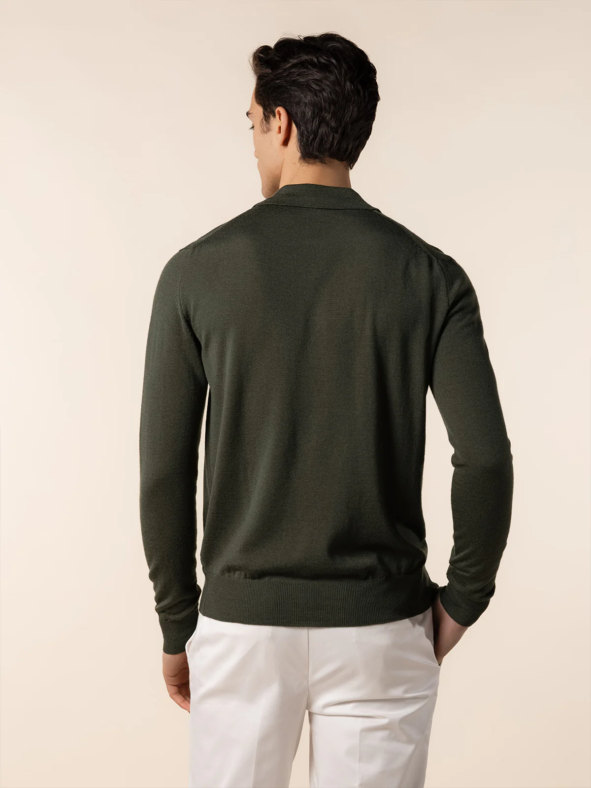 Extrafine Merino Polo Olive - Image 5