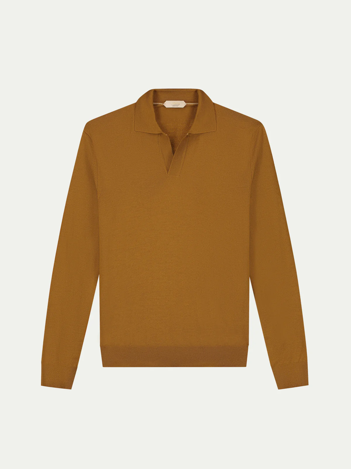 Extrafine Merino Buttonless Polo Saffron