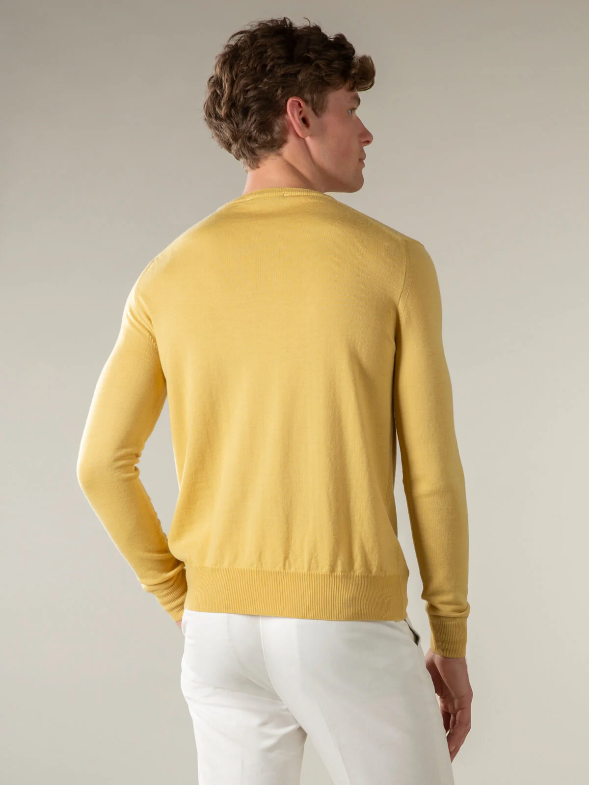 Extrafine Merino Crew Neck Sweater Mustard - Image 4