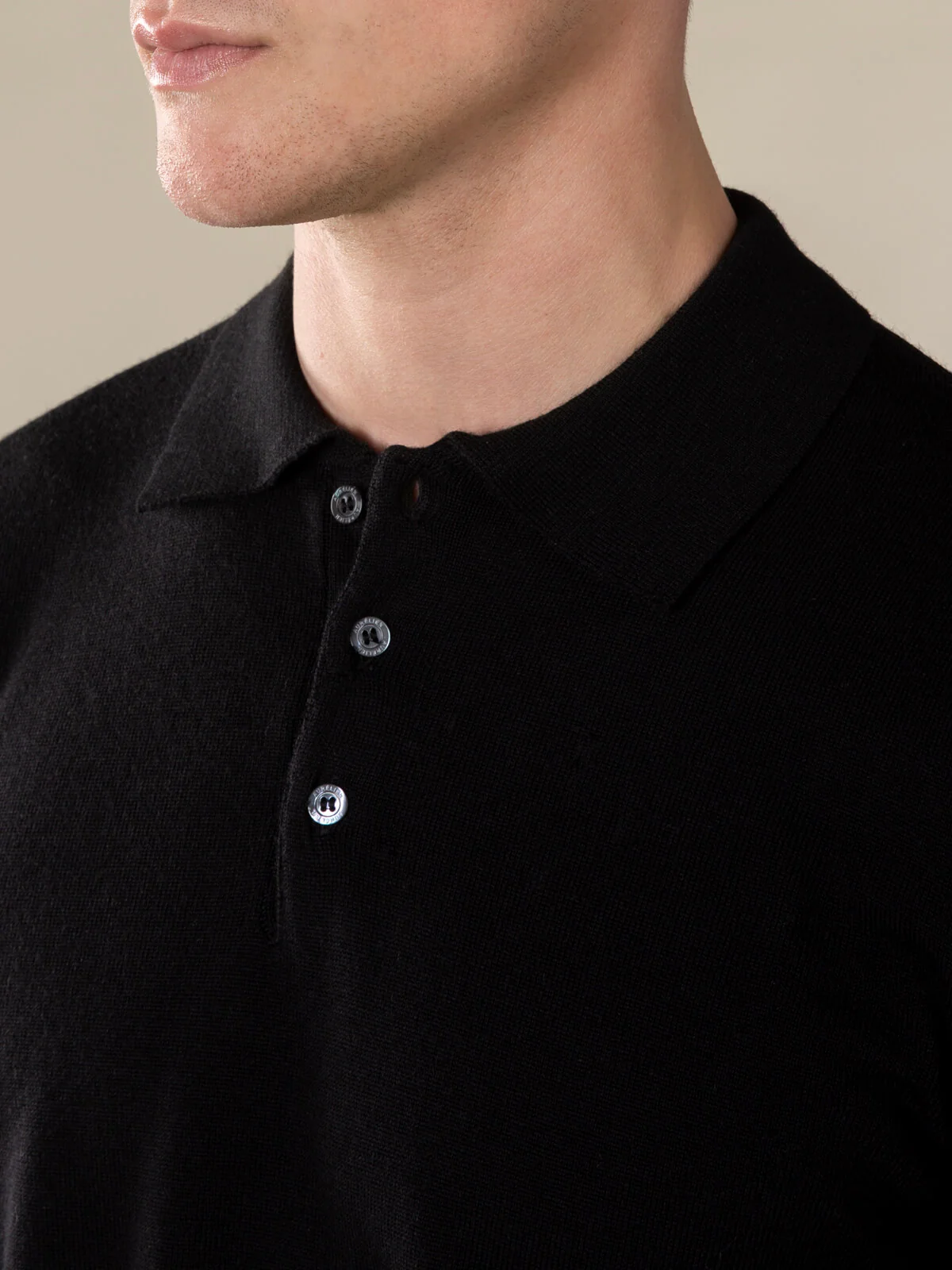Extrafine Merino Polo Black - Image 3