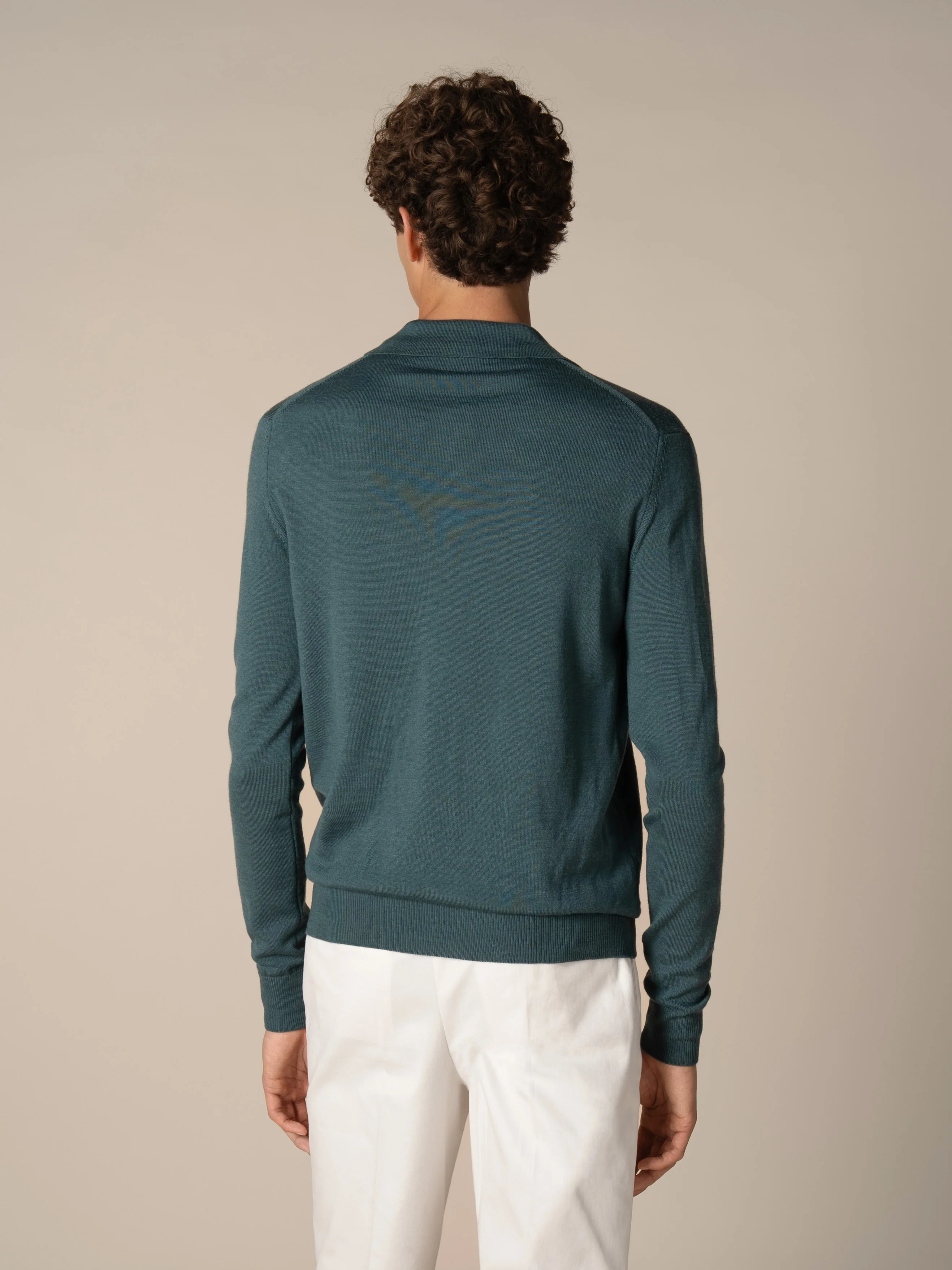 Extrafine Merino Polo Dark Aquamarine - Image 4