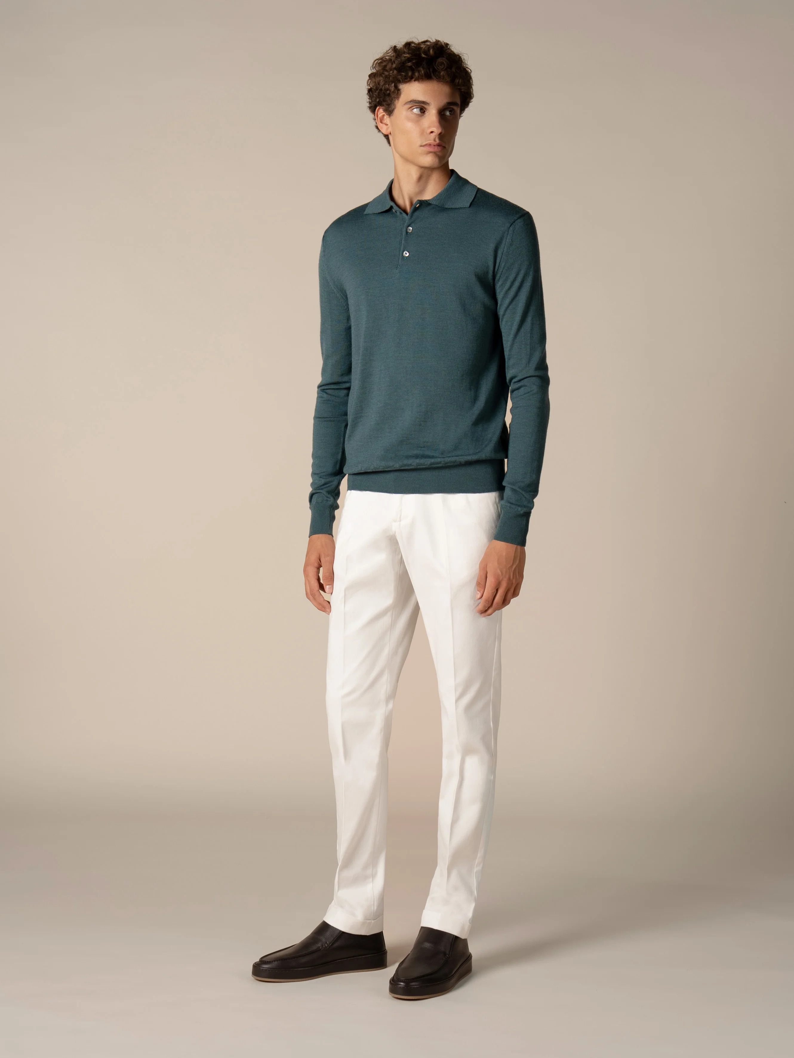 Extrafine Merino Polo Dark Aquamarine - Image 5
