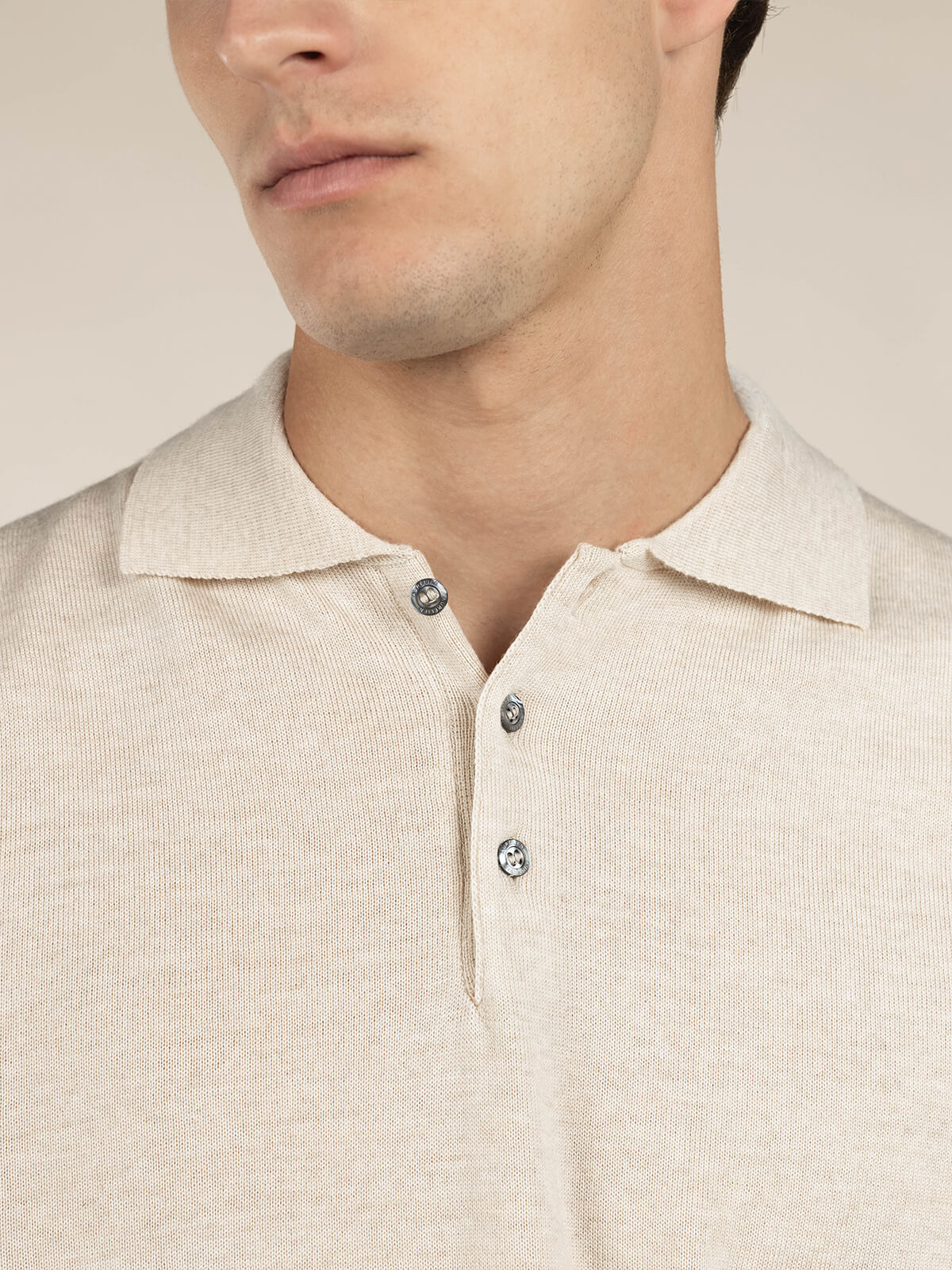Extrafine Merino Polo Light Beige - Image 3