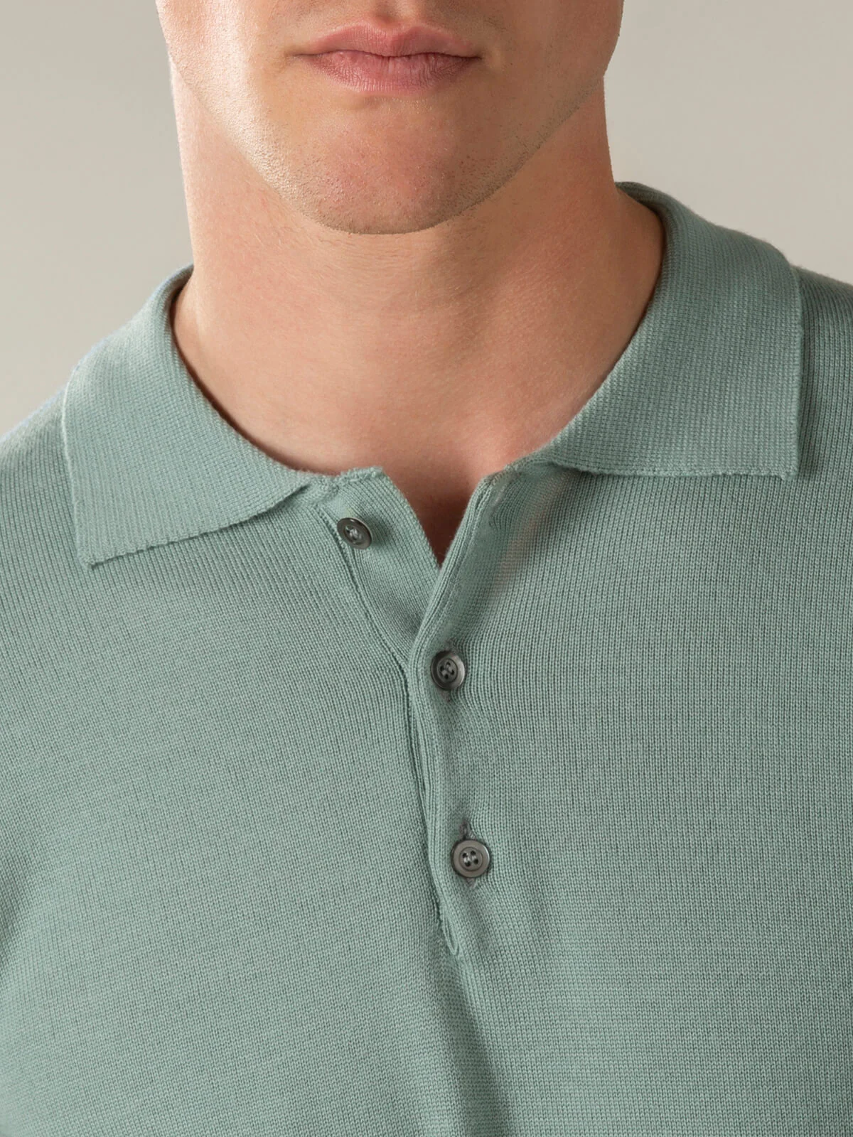 Extrafine Merino Polo Light Green - Image 3