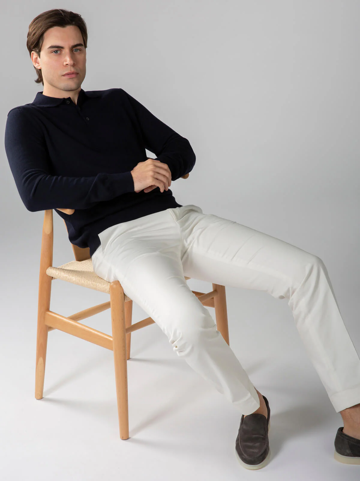 Extrafine Merino Polo Navy - Image 6