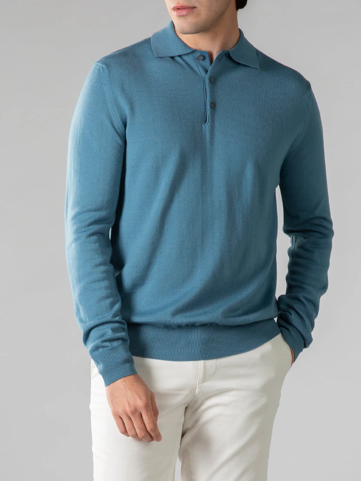 Extrafine Merino Polo Sapphire Blue - Image 2