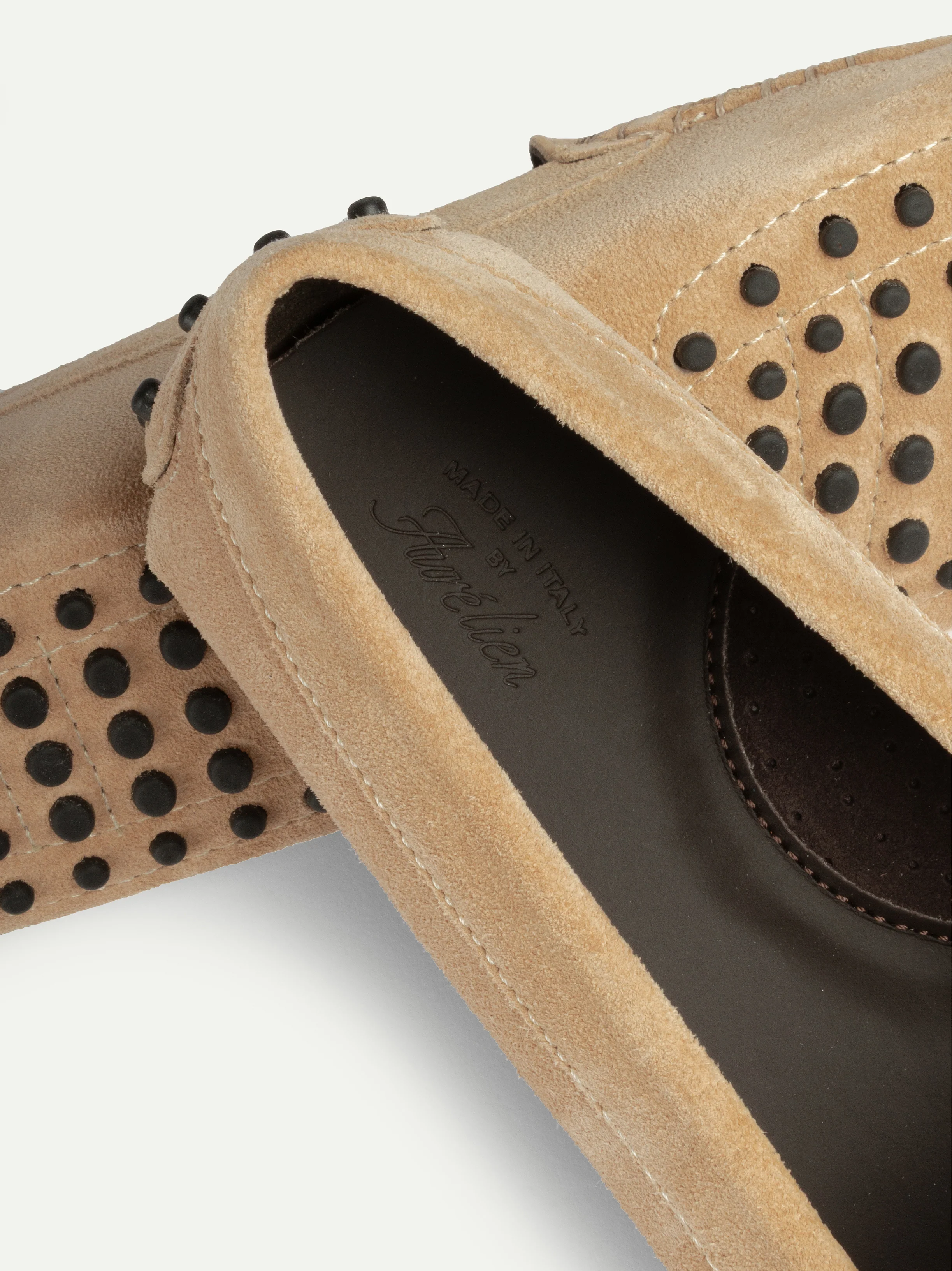 Dark Beige Suede Driving Shoes - Image 2