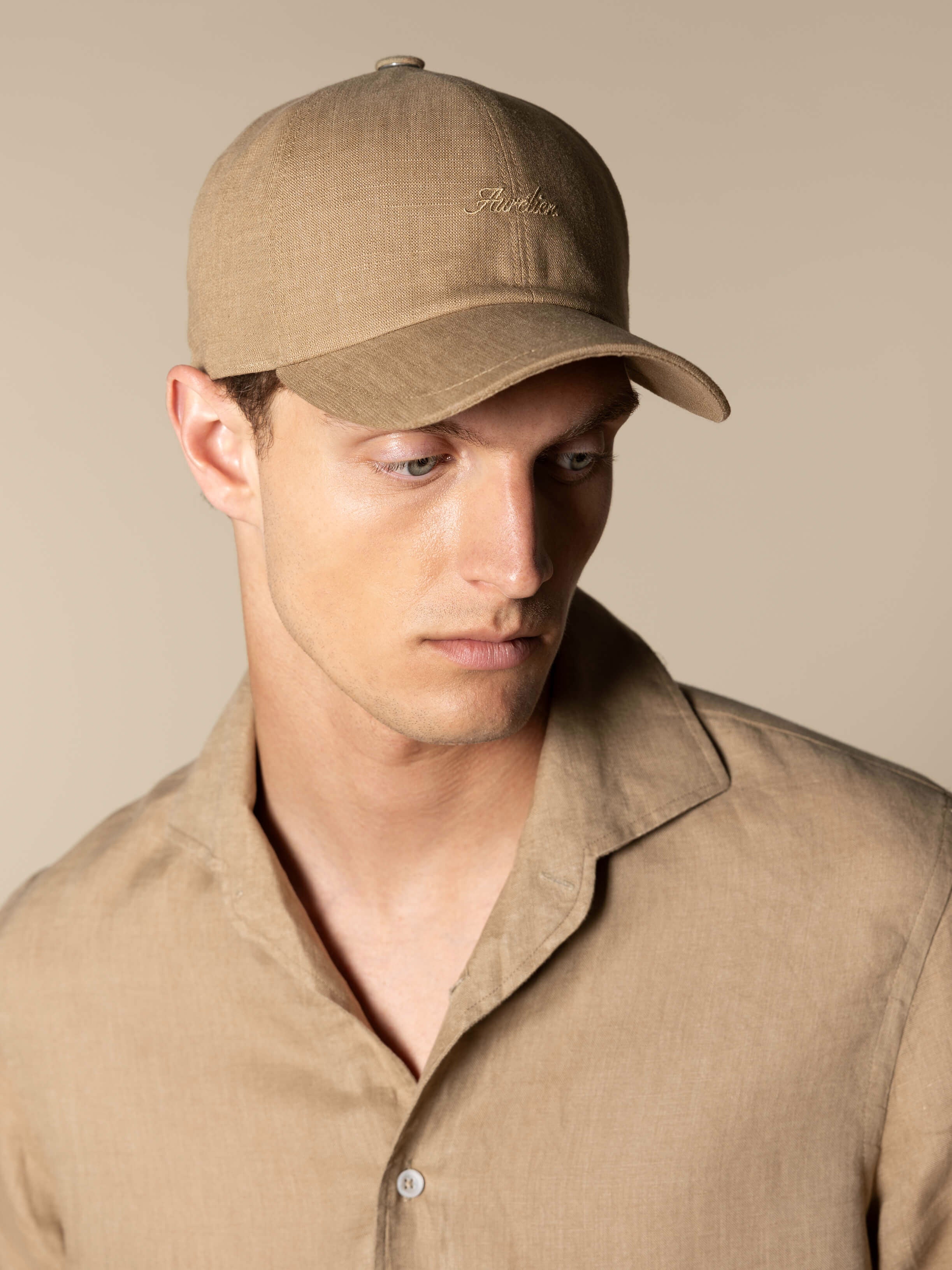 Dark Taupe Linen Baseball Cap - Image 2