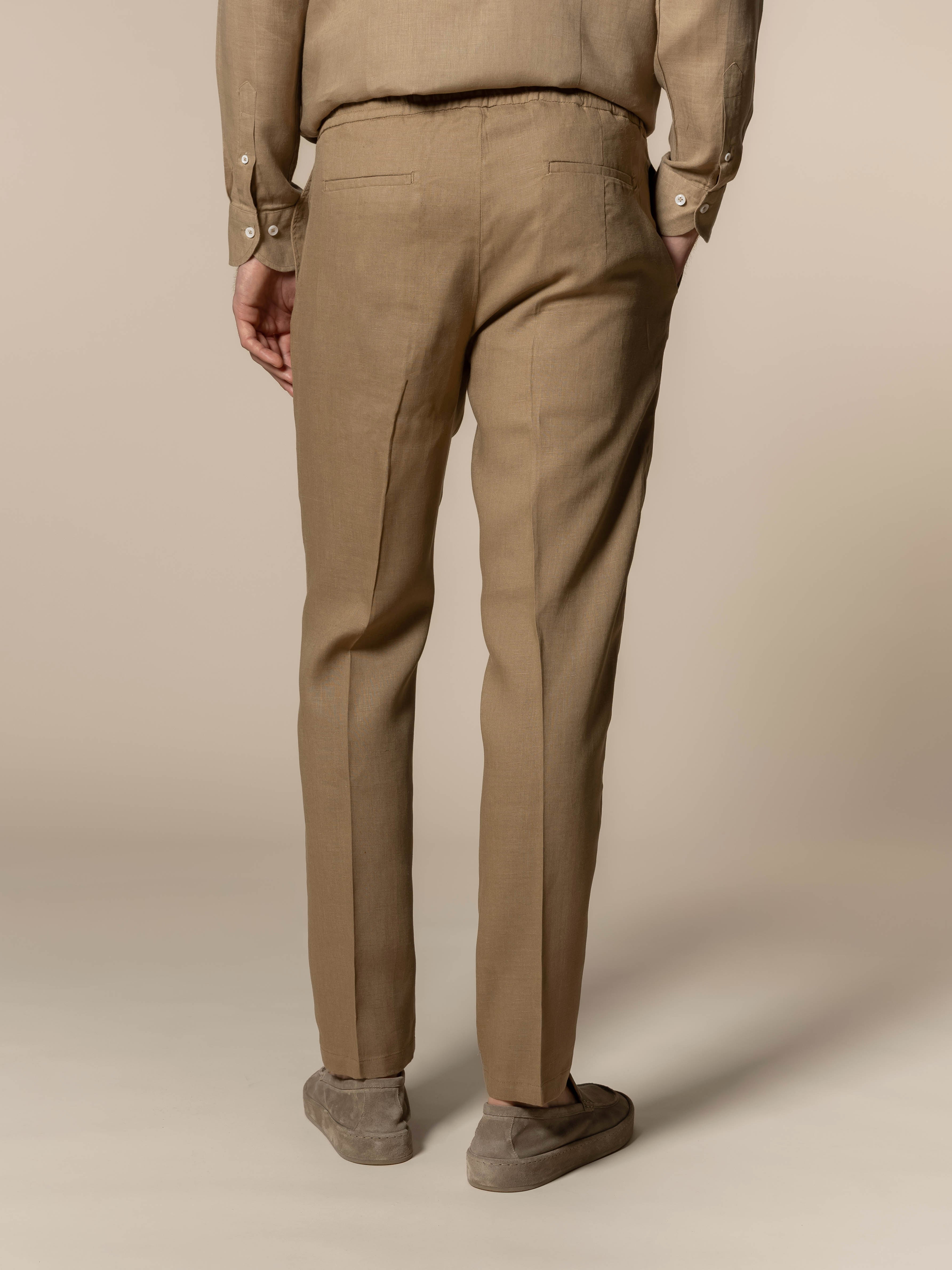 Dark Taupe Linen Seaside Trousers - Image 4