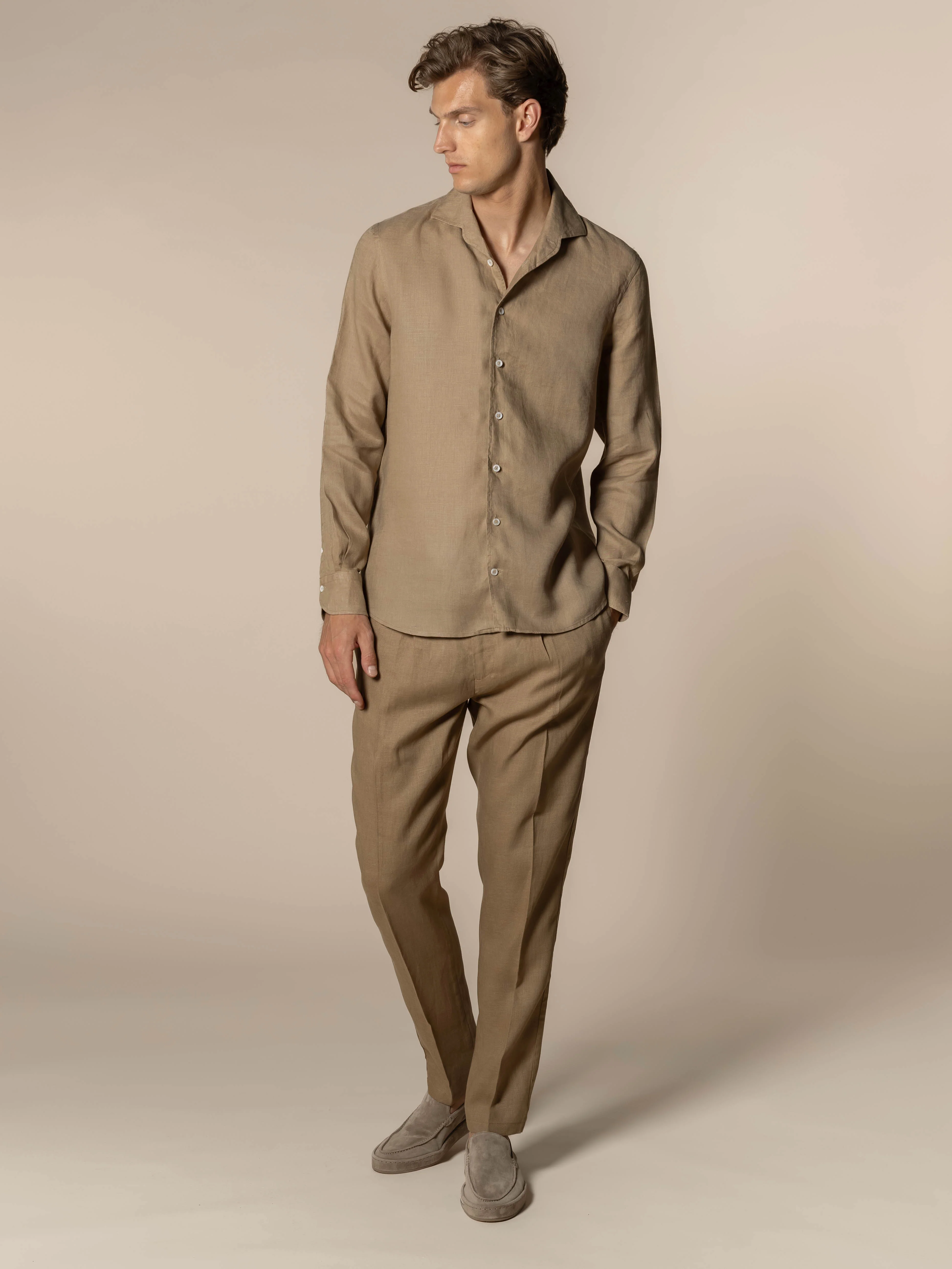 Dark Taupe Linen Seaside Trousers - Image 5
