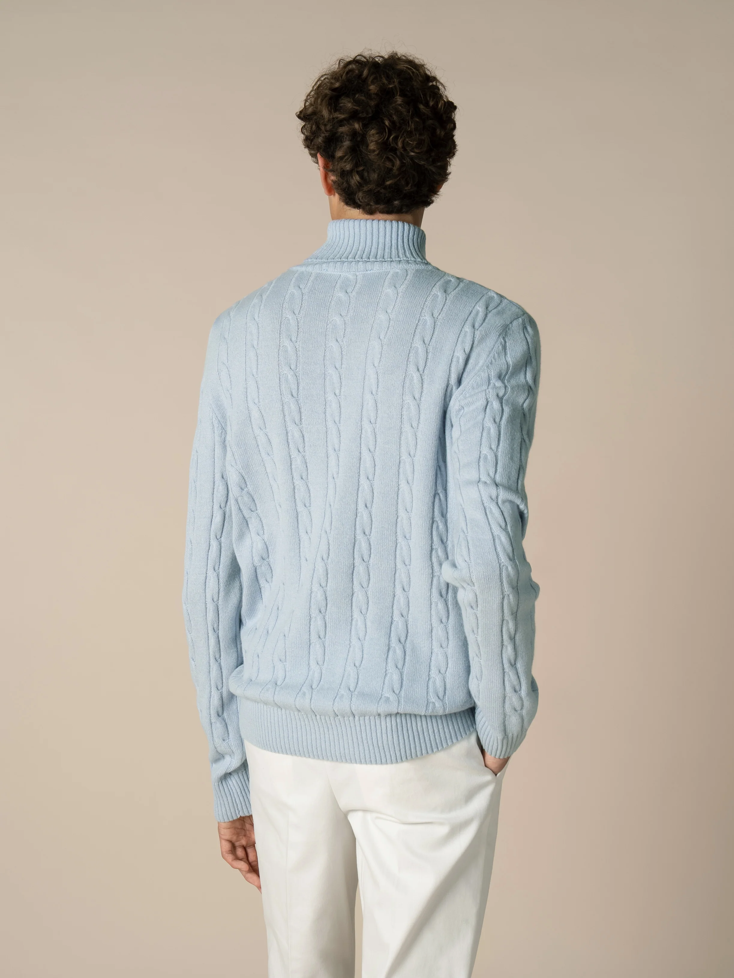 Dolcevita Cable Knit Sweater Baby Blue - Image 5
