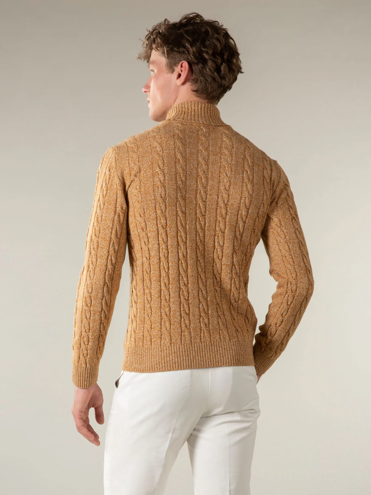 Dolcevita Cable Knit Sweater Gold - Image 5