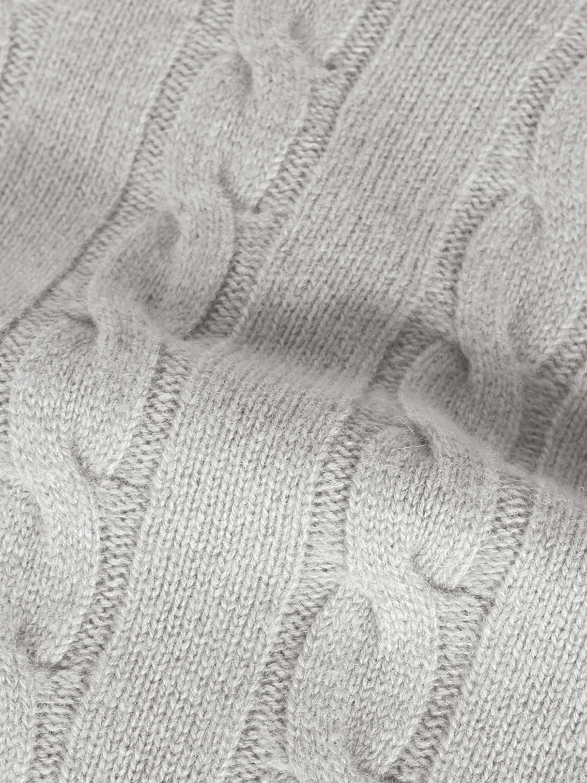 Dolcevita Cable Knit Sweater Light Grey - Image 5