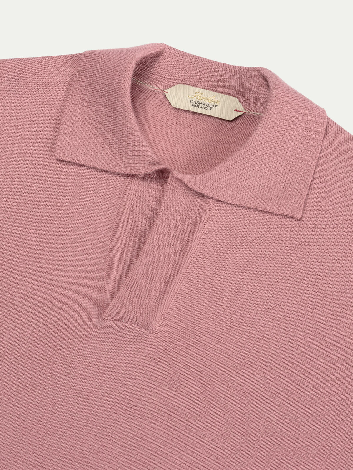 Extrafine Merino Buttonless Polo Dusty Pink - Image 4