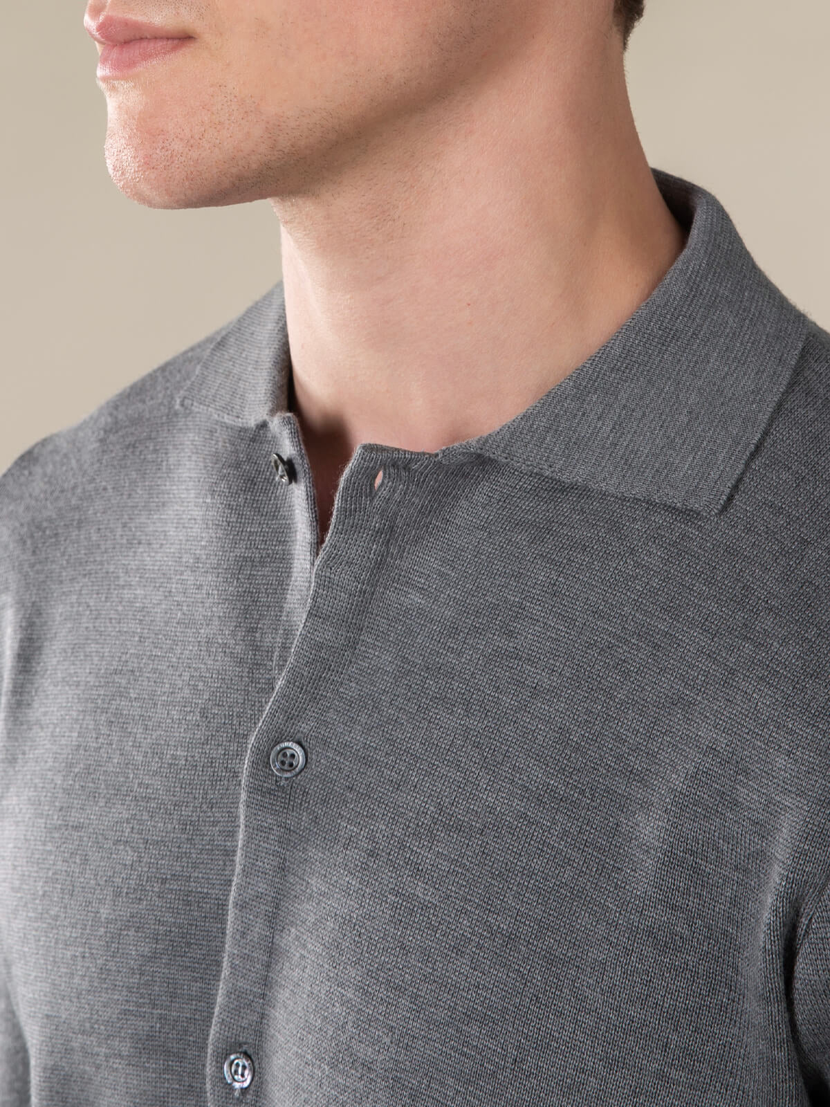 Extrafine Merino Knitted Shirt Dark Grey - Image 3