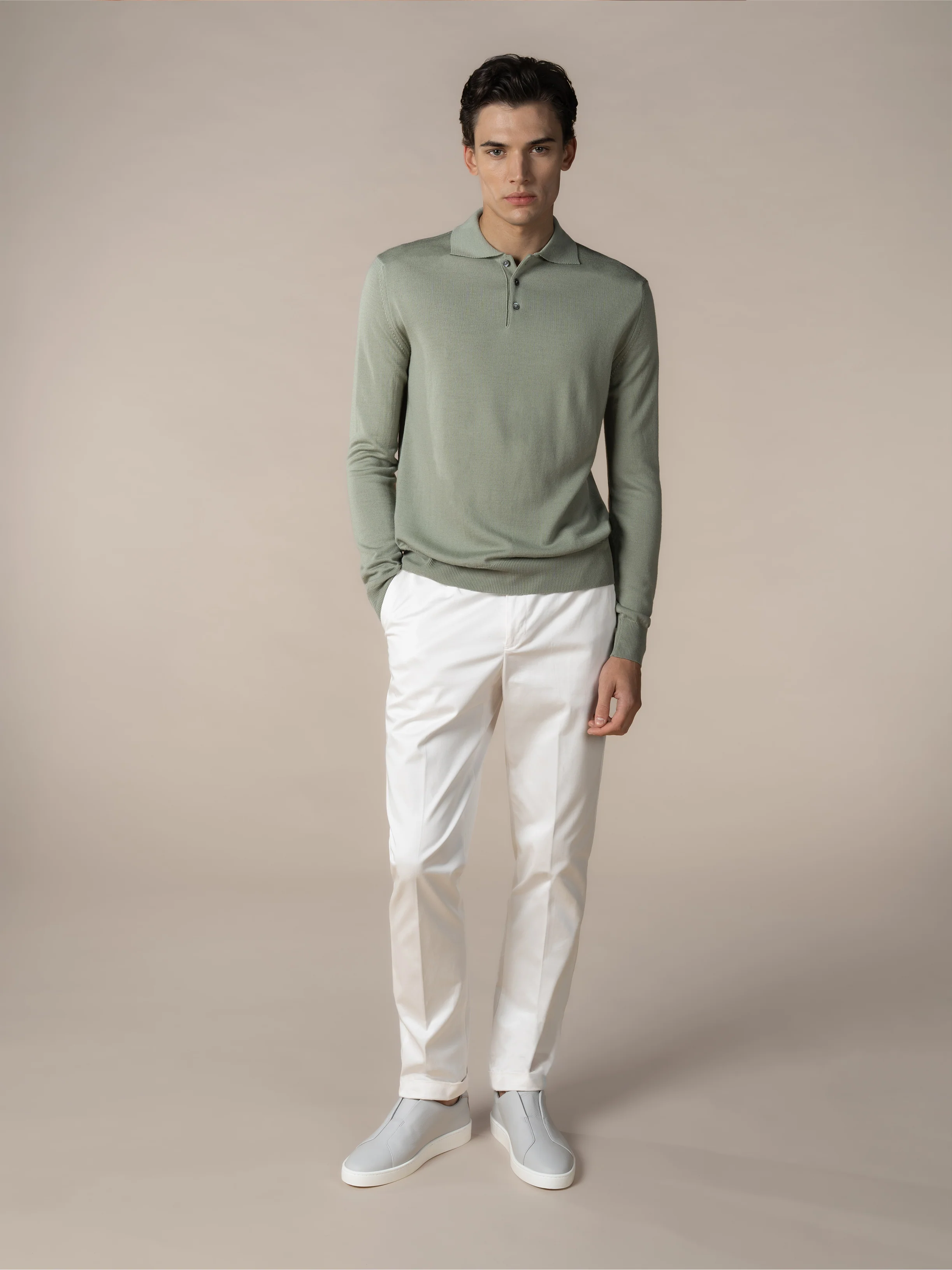 Extrafine Merino Polo Pistache - Image 4