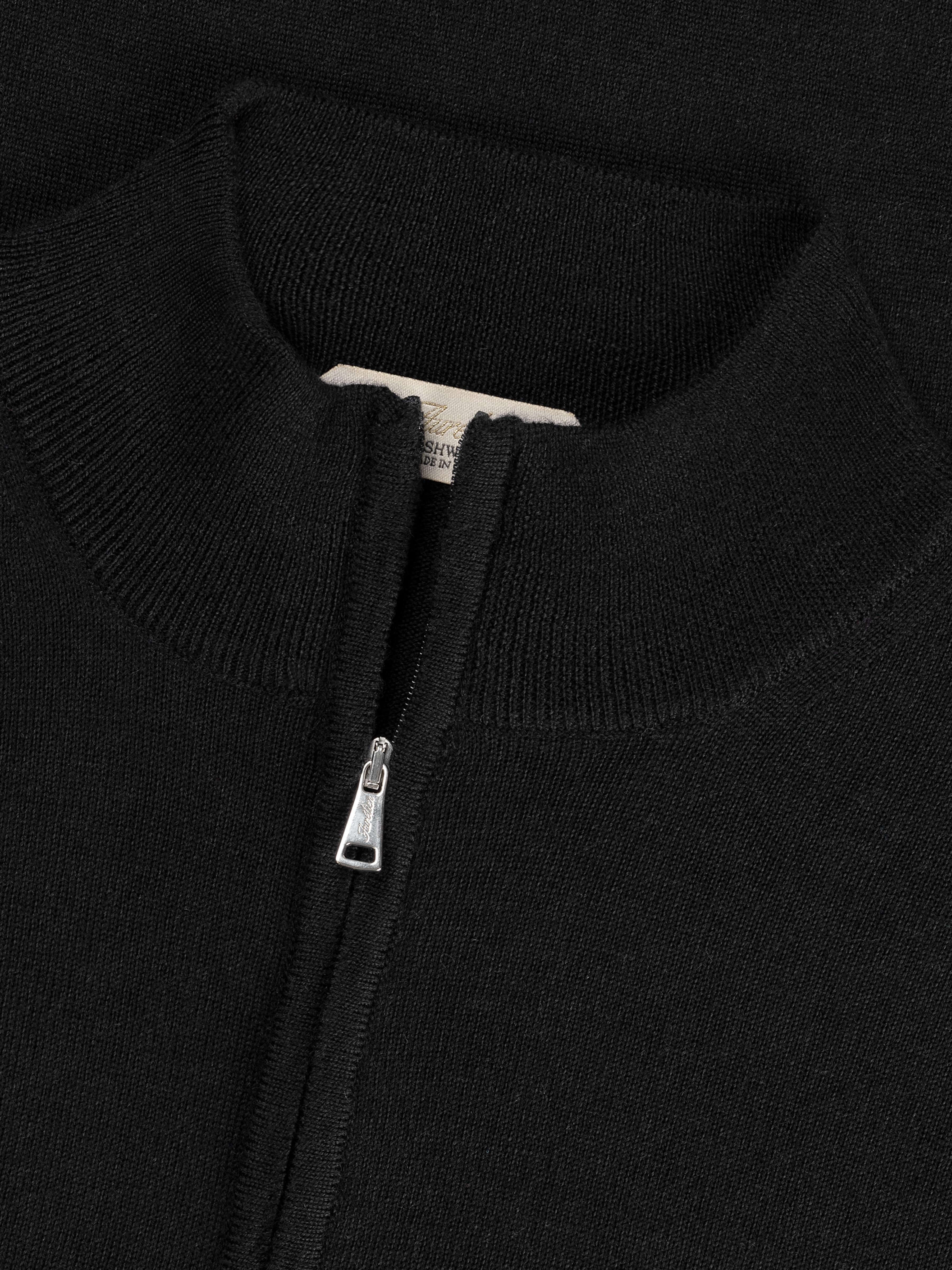 Extrafine Merino Zipper Sweater Black - Image 4