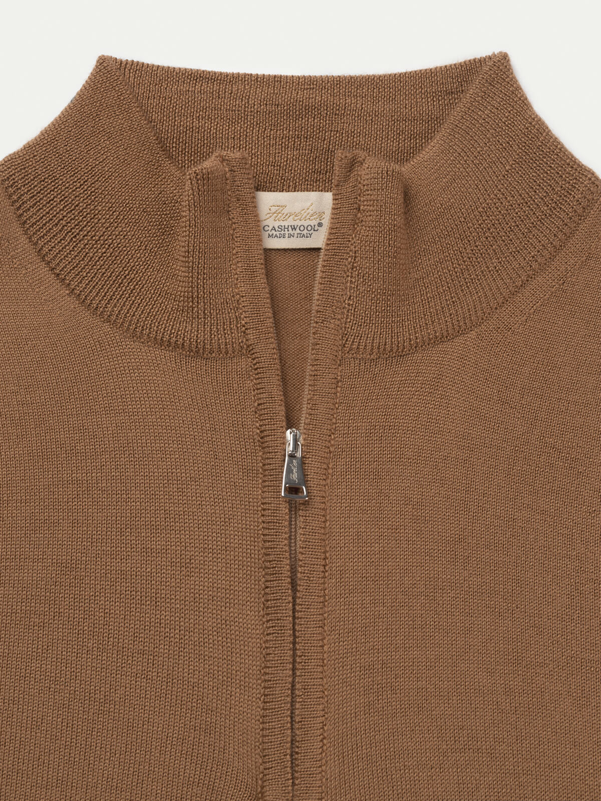 Extrafine Merino Zipper Sweater Caramel - Image 4