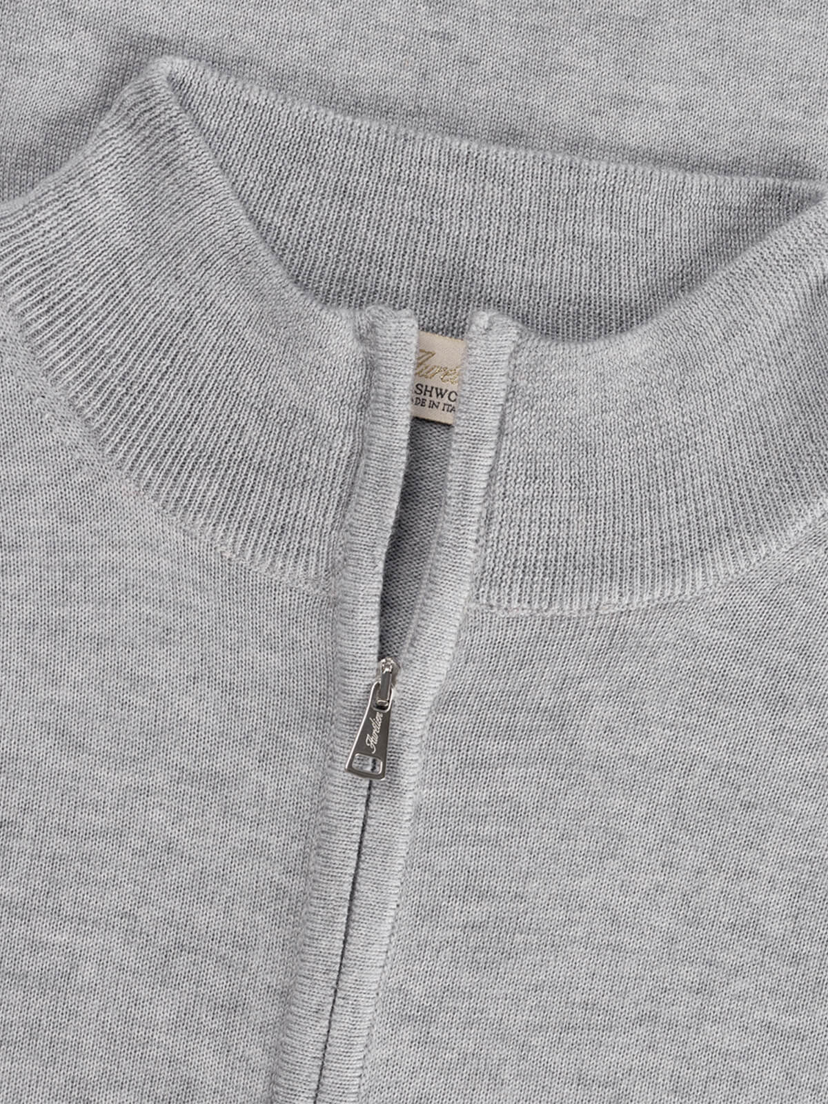 Extrafine Merino Zipper Sweater Light Grey - Image 3