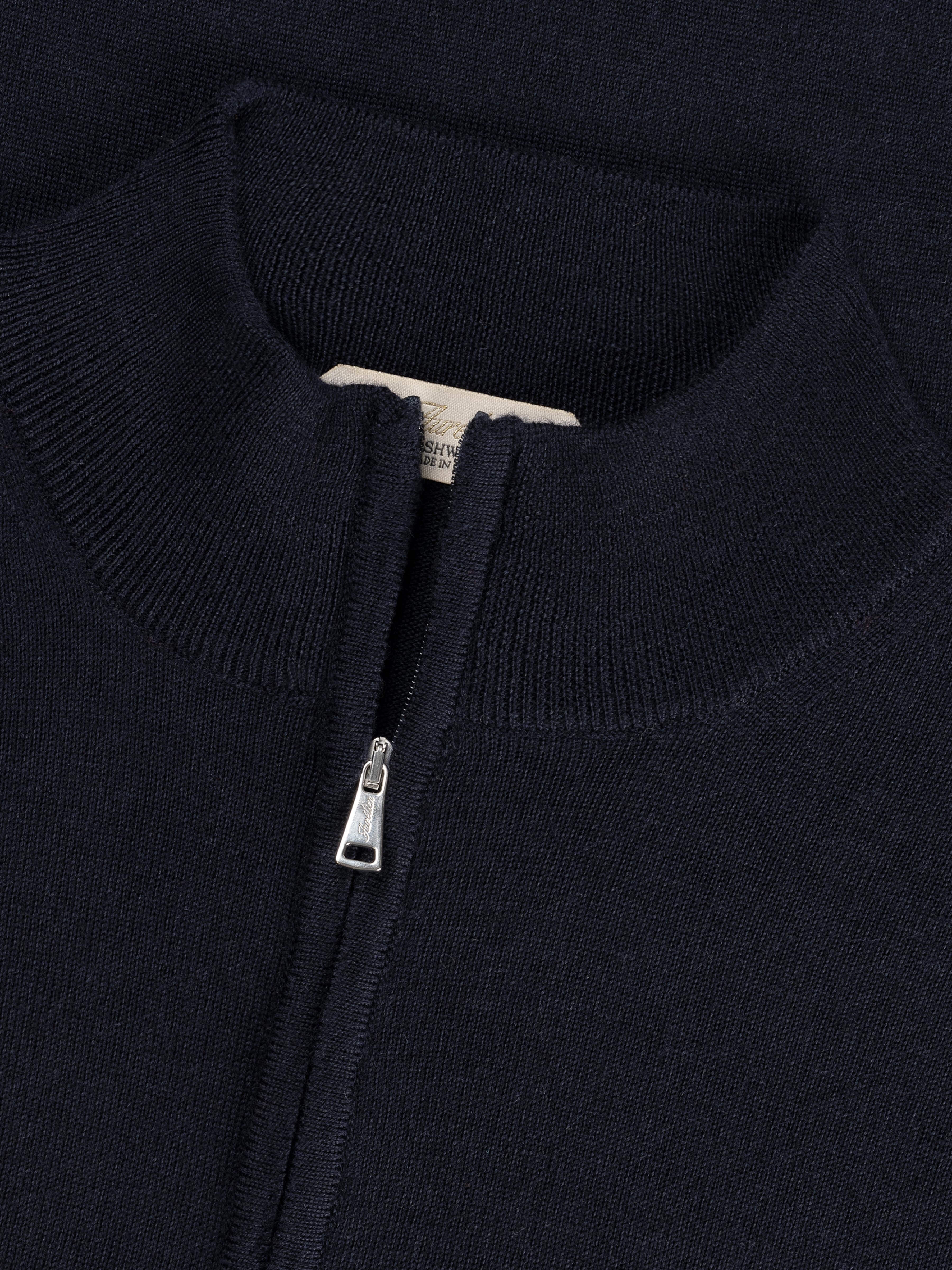 Extrafine Merino Zipper Sweater Navy - Image 4