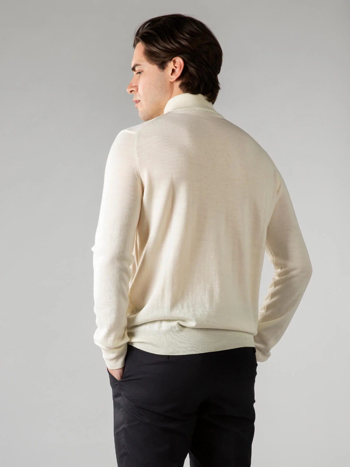 Extrafine Merino Zipper Vest Ivory - Image 5