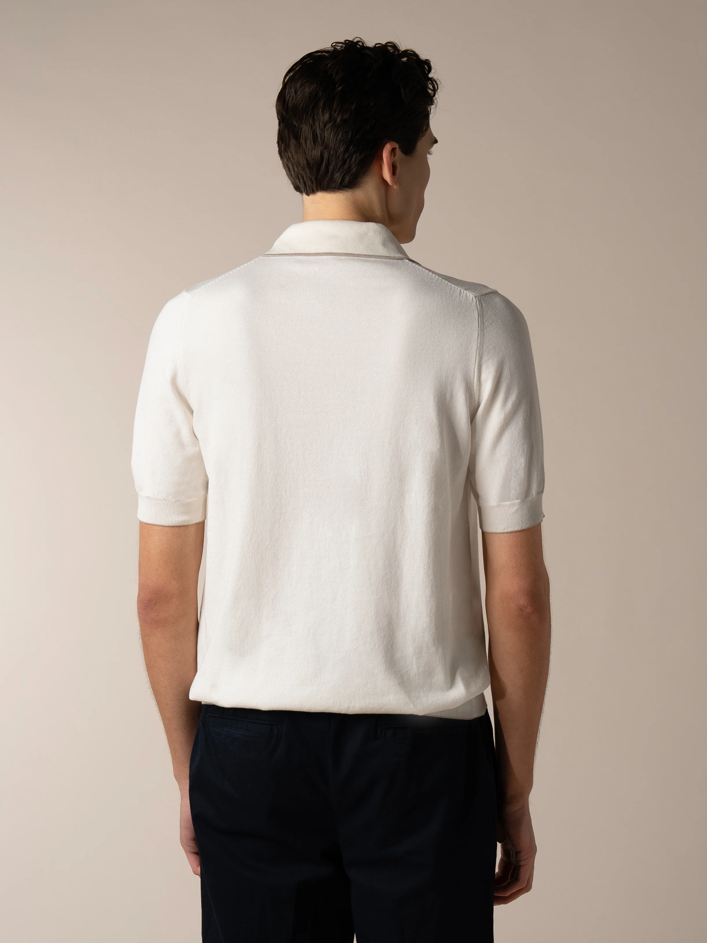 Shortsleeve Buttonless Polo Ivory - Image 4