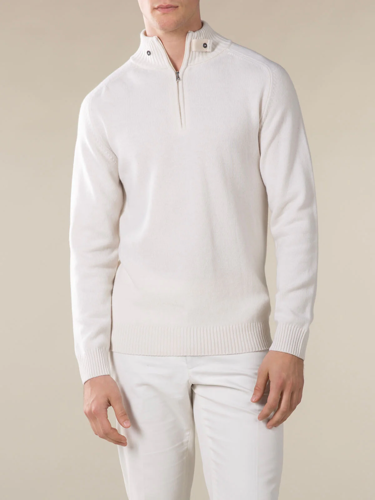 Ivory Voyager Zip-up Sweater - Image 2