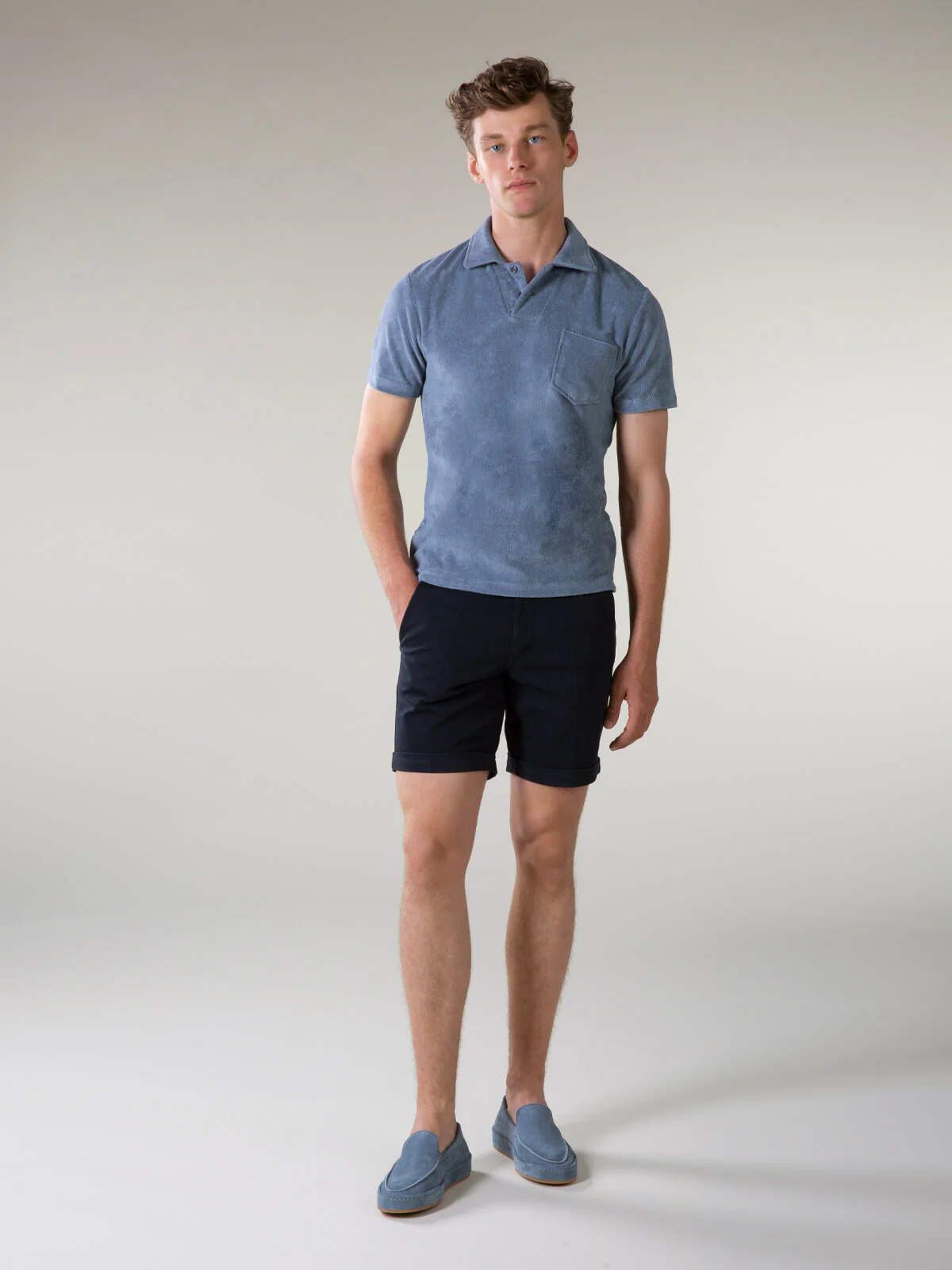 Jeans Terry Towelling Polo Shirt - Image 7