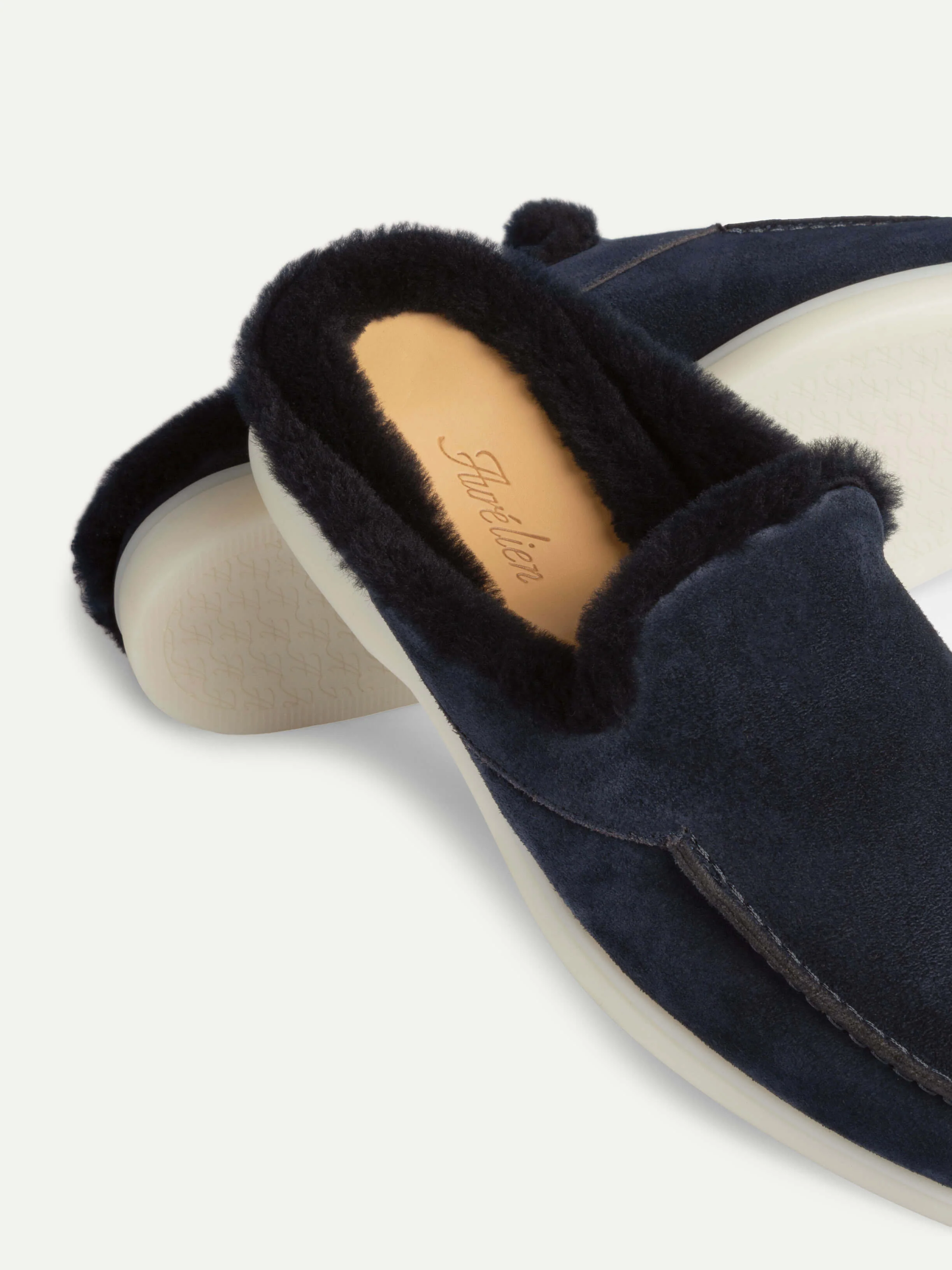 Lady Navy Fur Yacht Slipper - Image 2