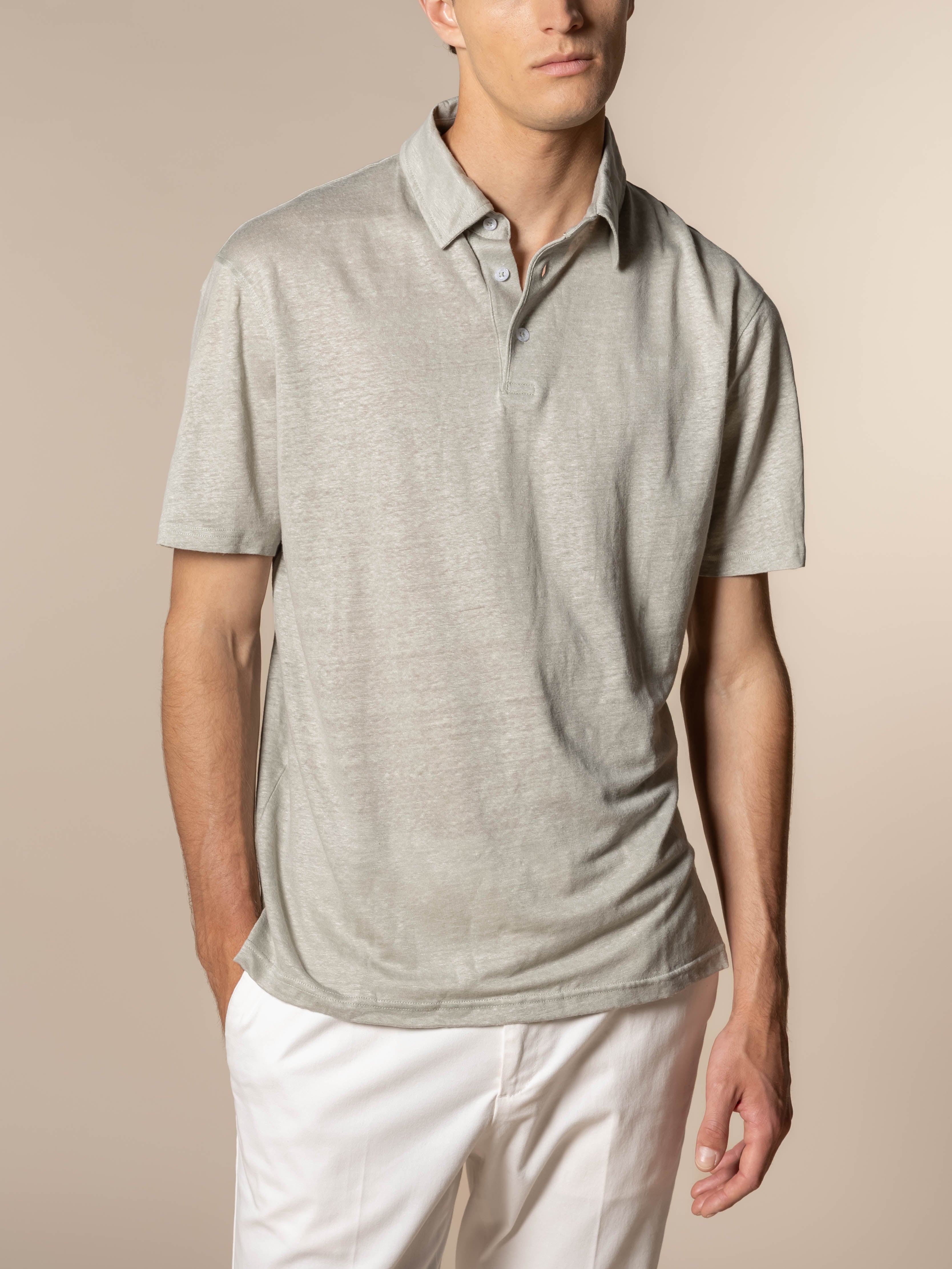 Leisure Green Linen Polo Shirt - Image 2