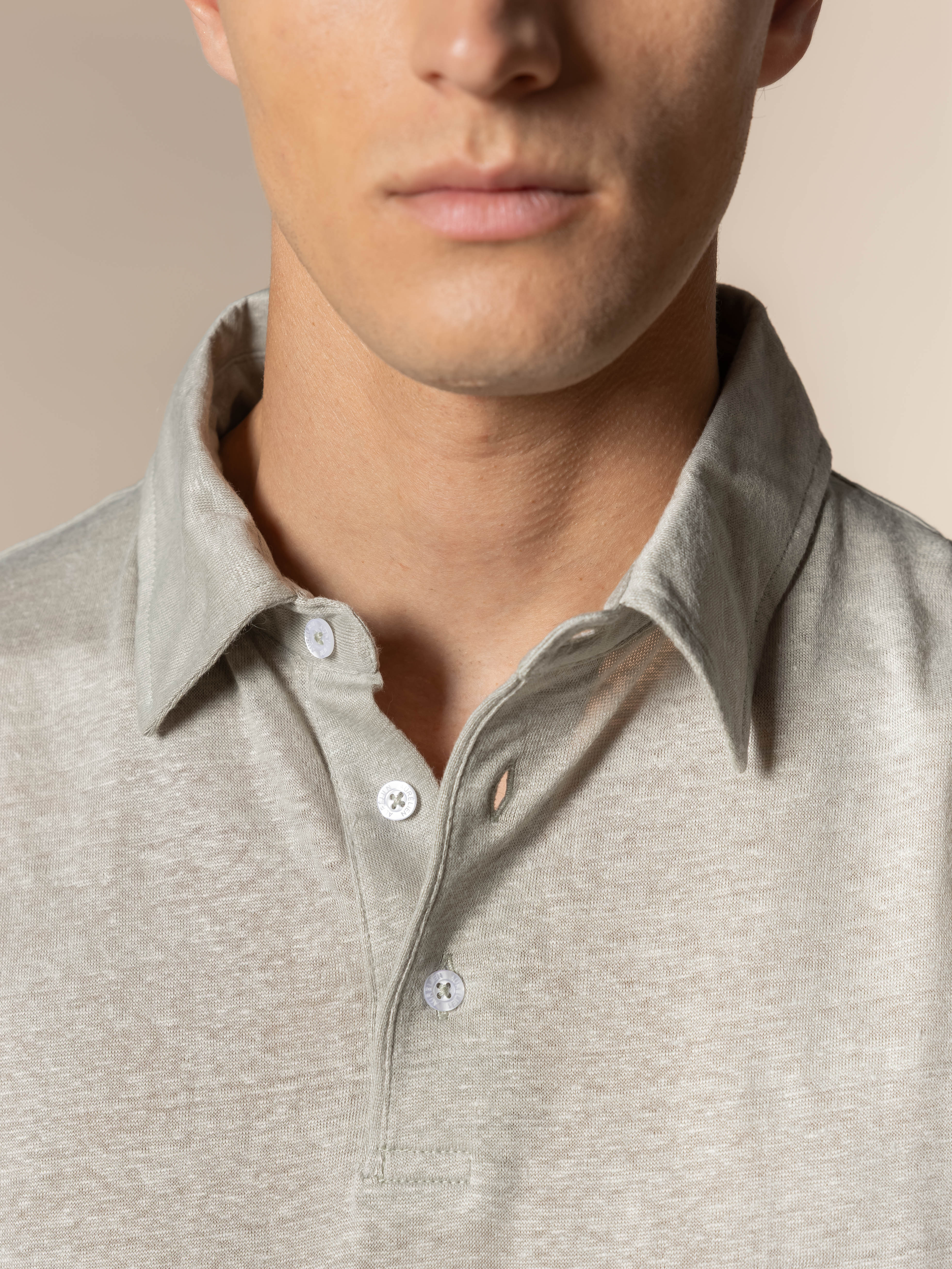 Leisure Green Linen Polo Shirt - Image 4